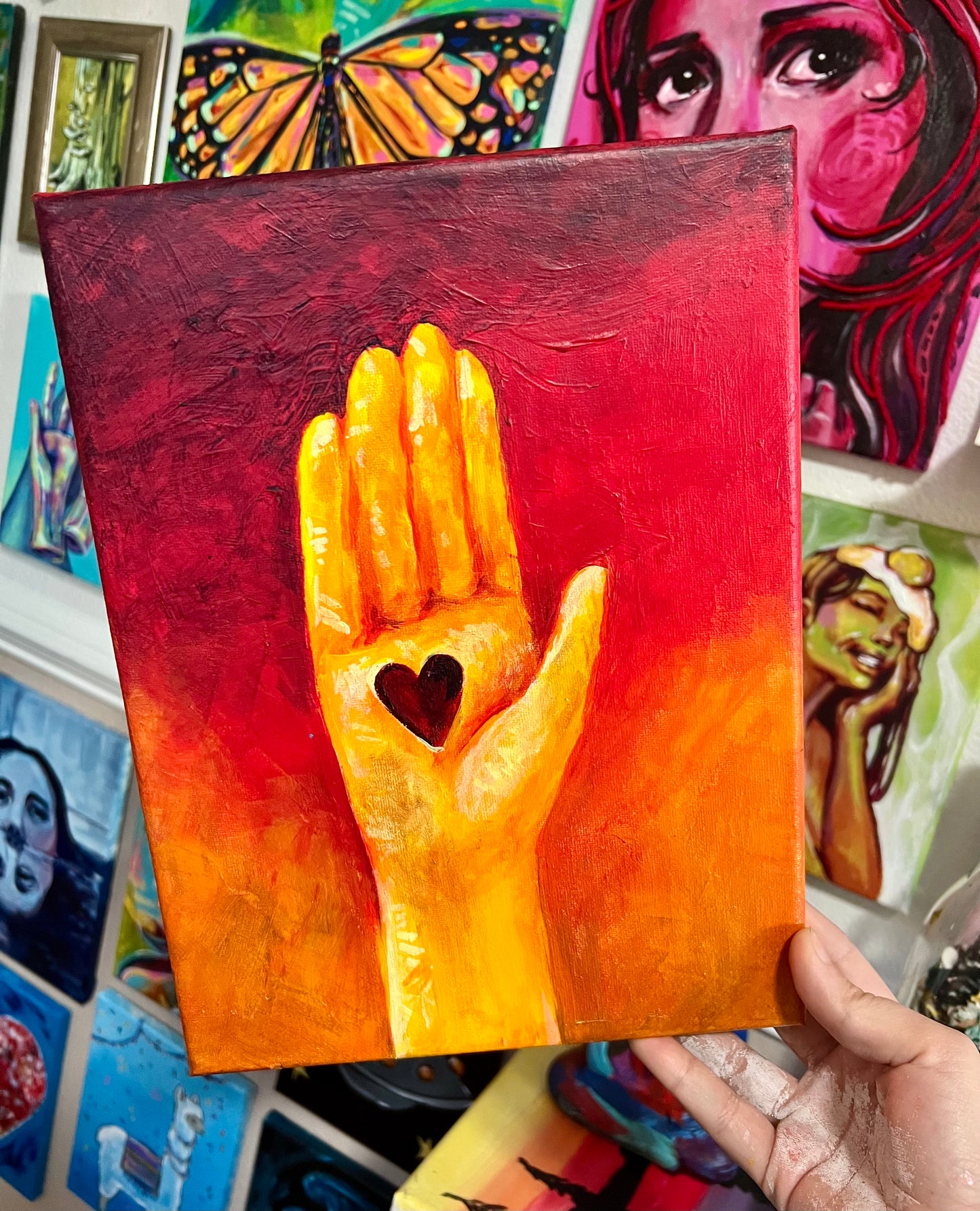 Heart hand painting
