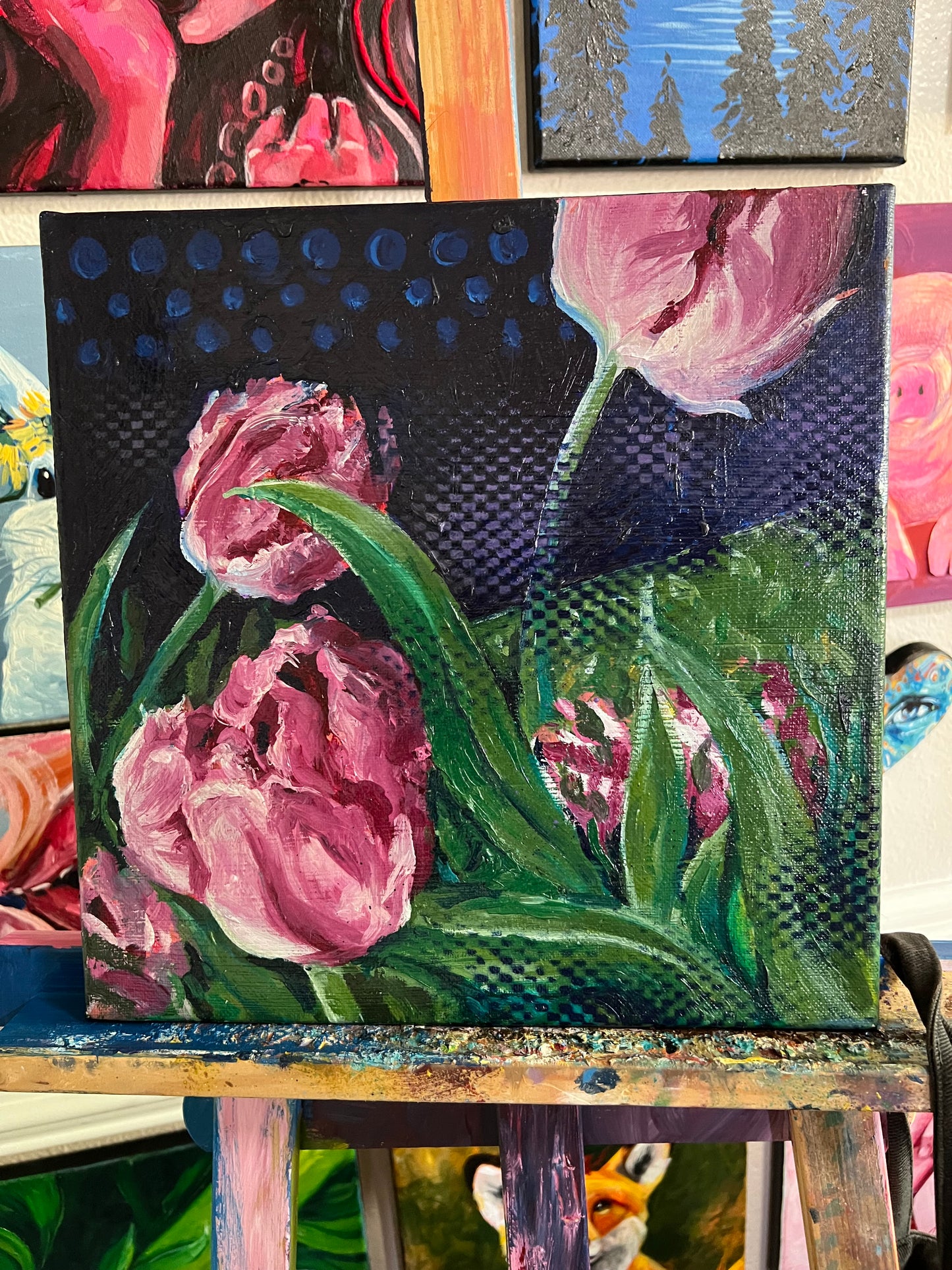 Pink tulips painting