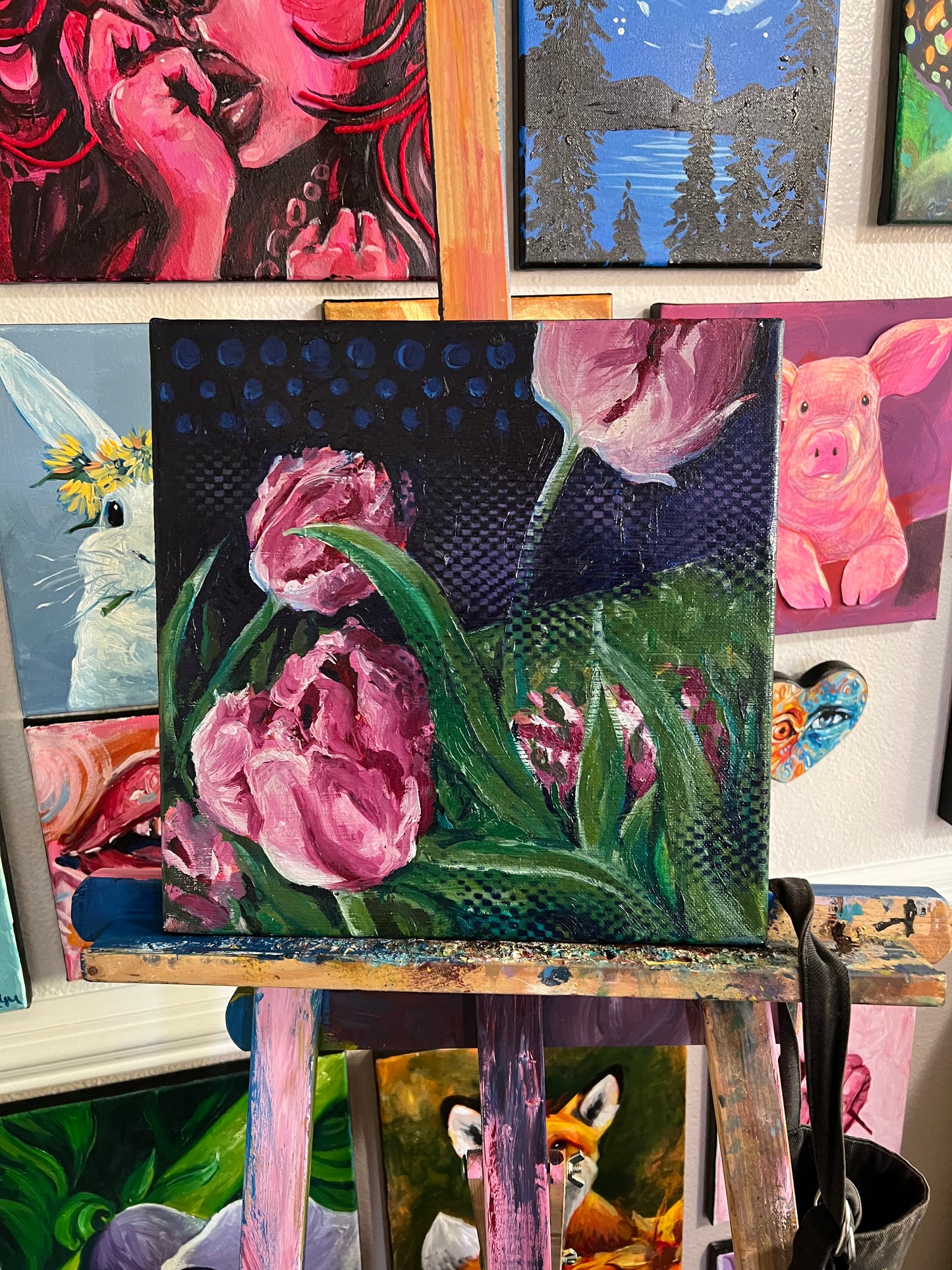 Pink tulips painting