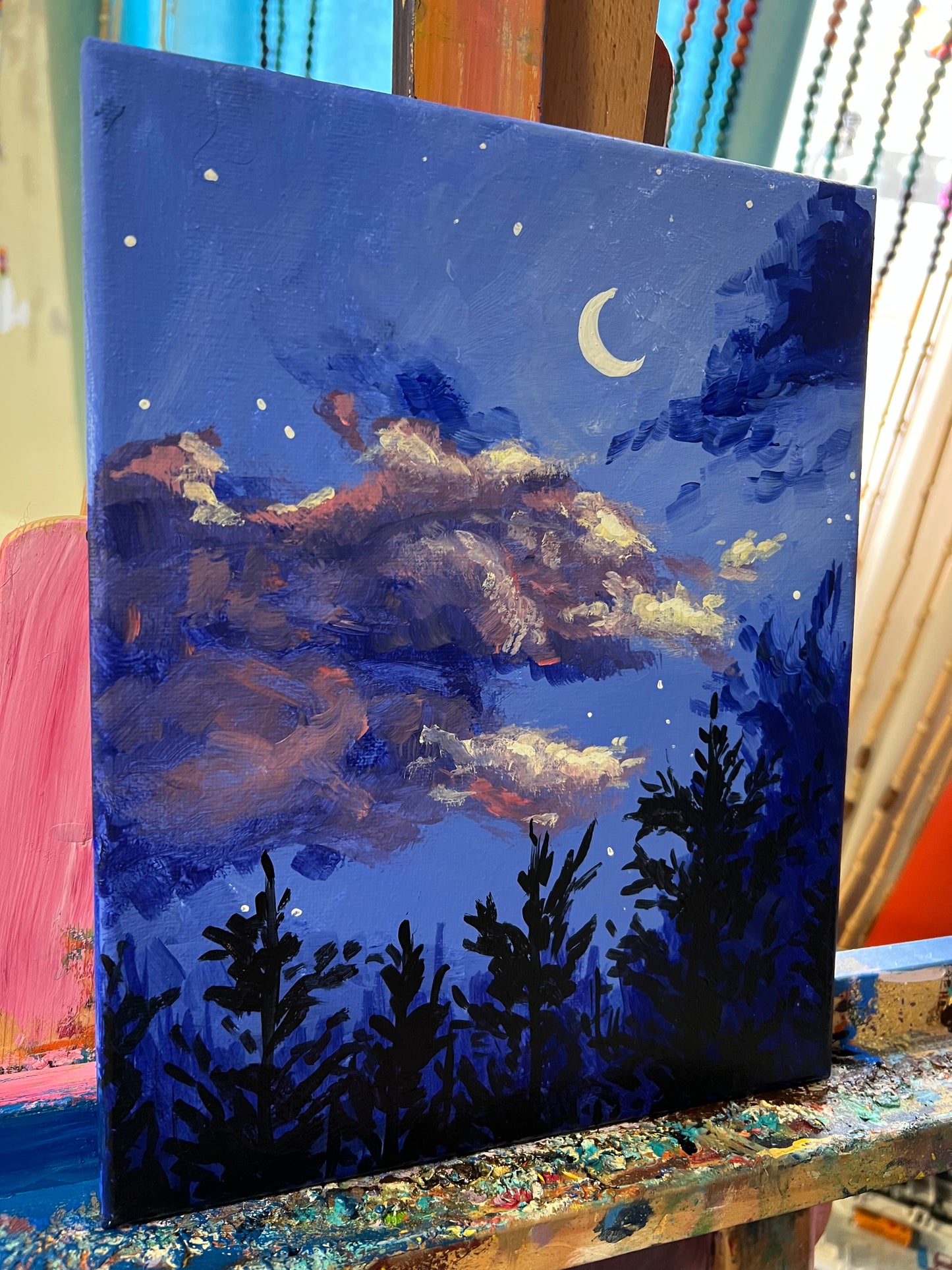 Night sky study painting