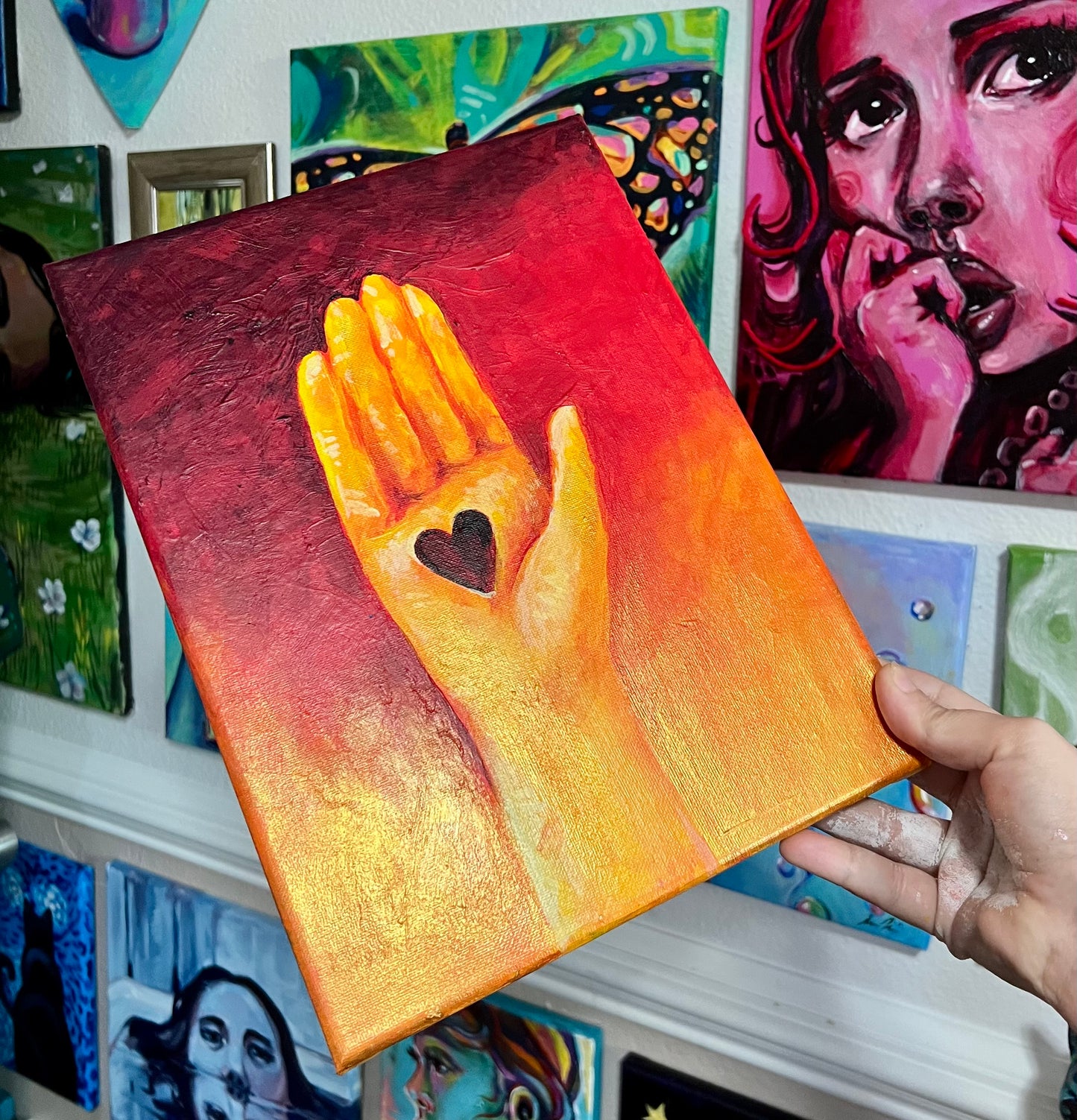 Heart hand painting