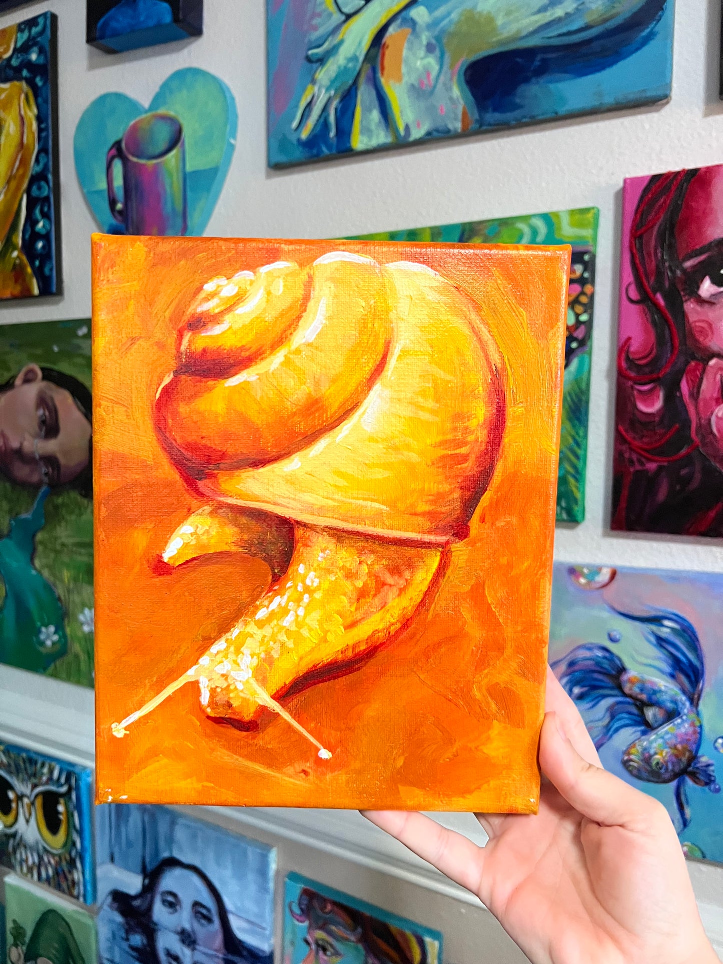 Sun kissed Orange and yellow snail painting