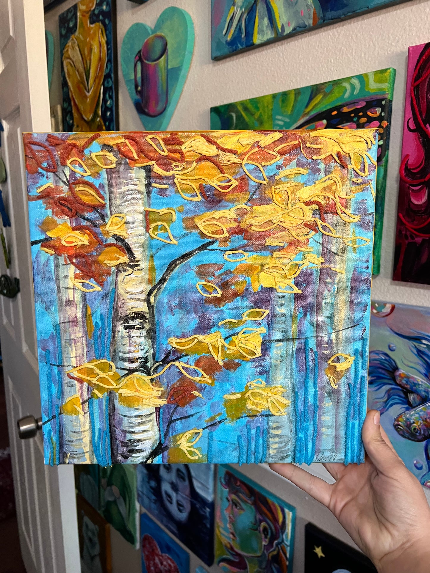 Mixed media bitch tree painting