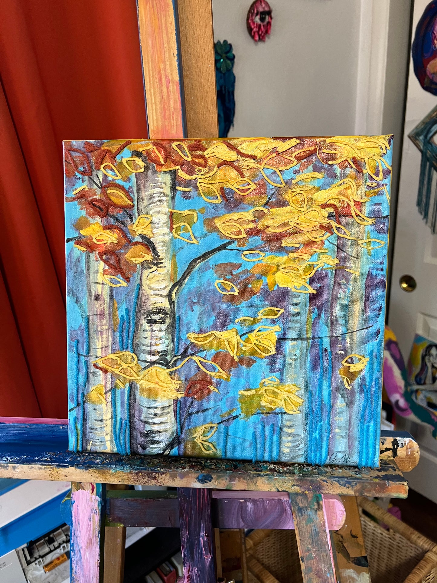 Mixed media bitch tree painting