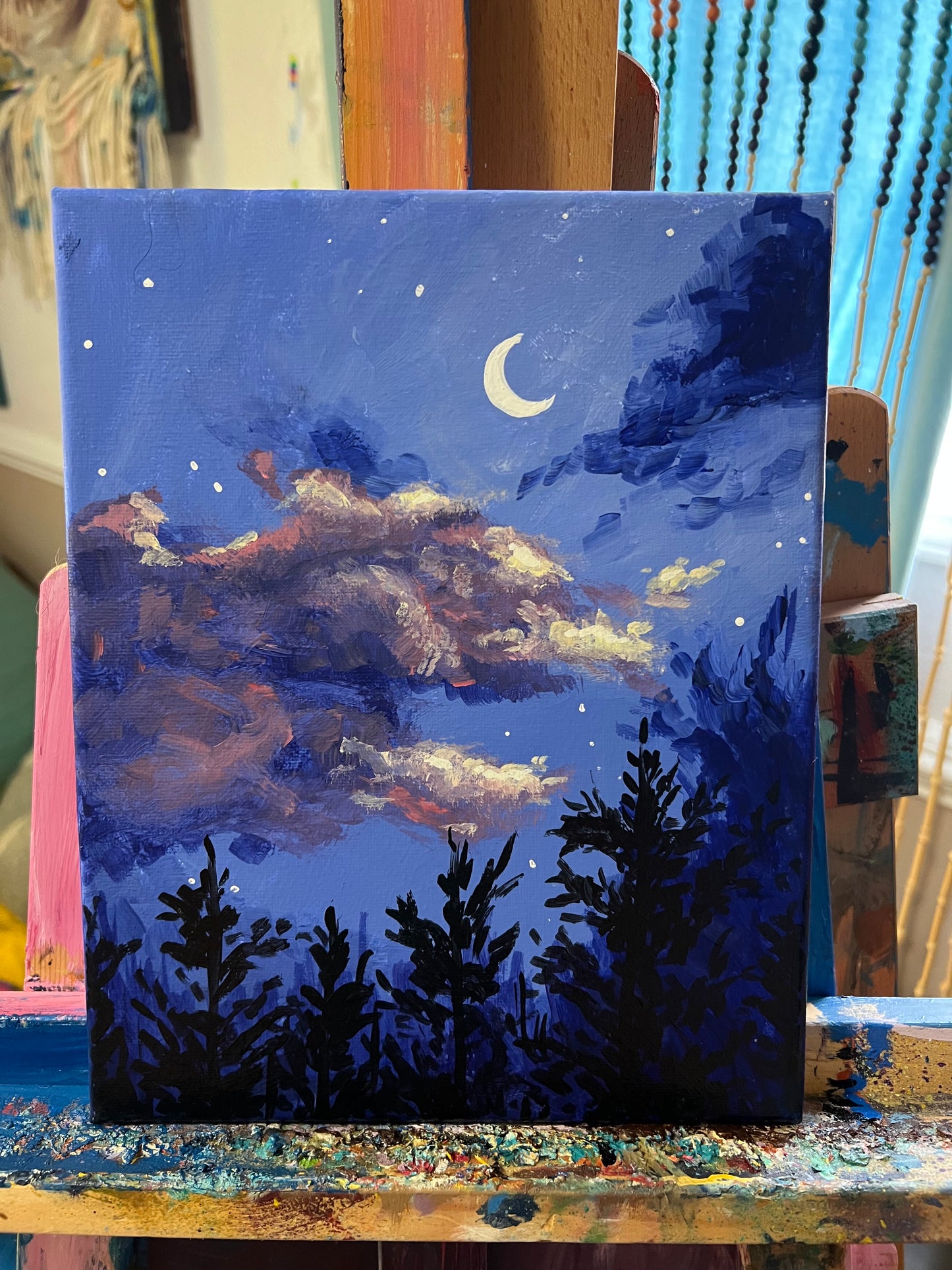 Night sky study painting