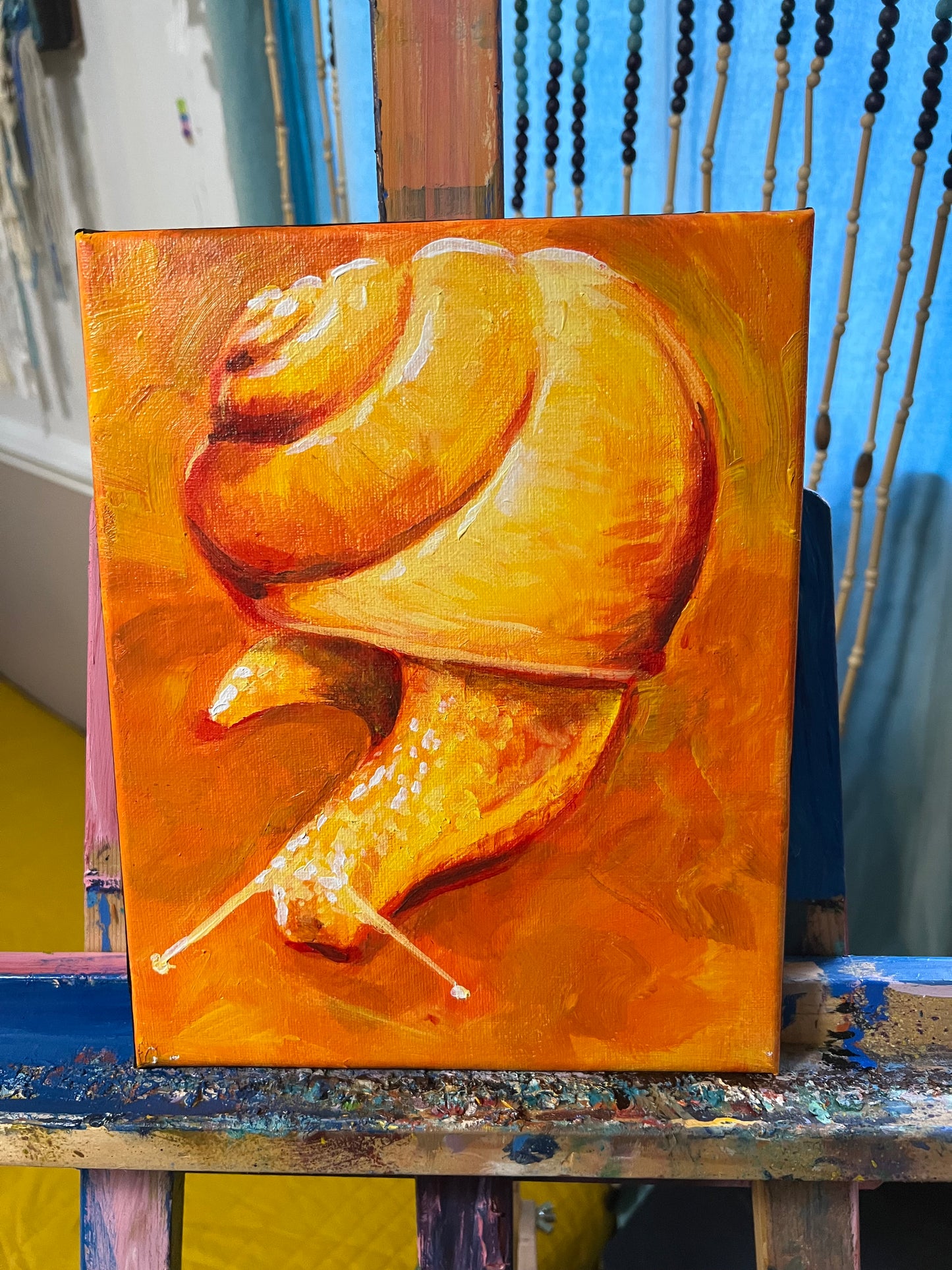 Sun kissed Orange and yellow snail painting