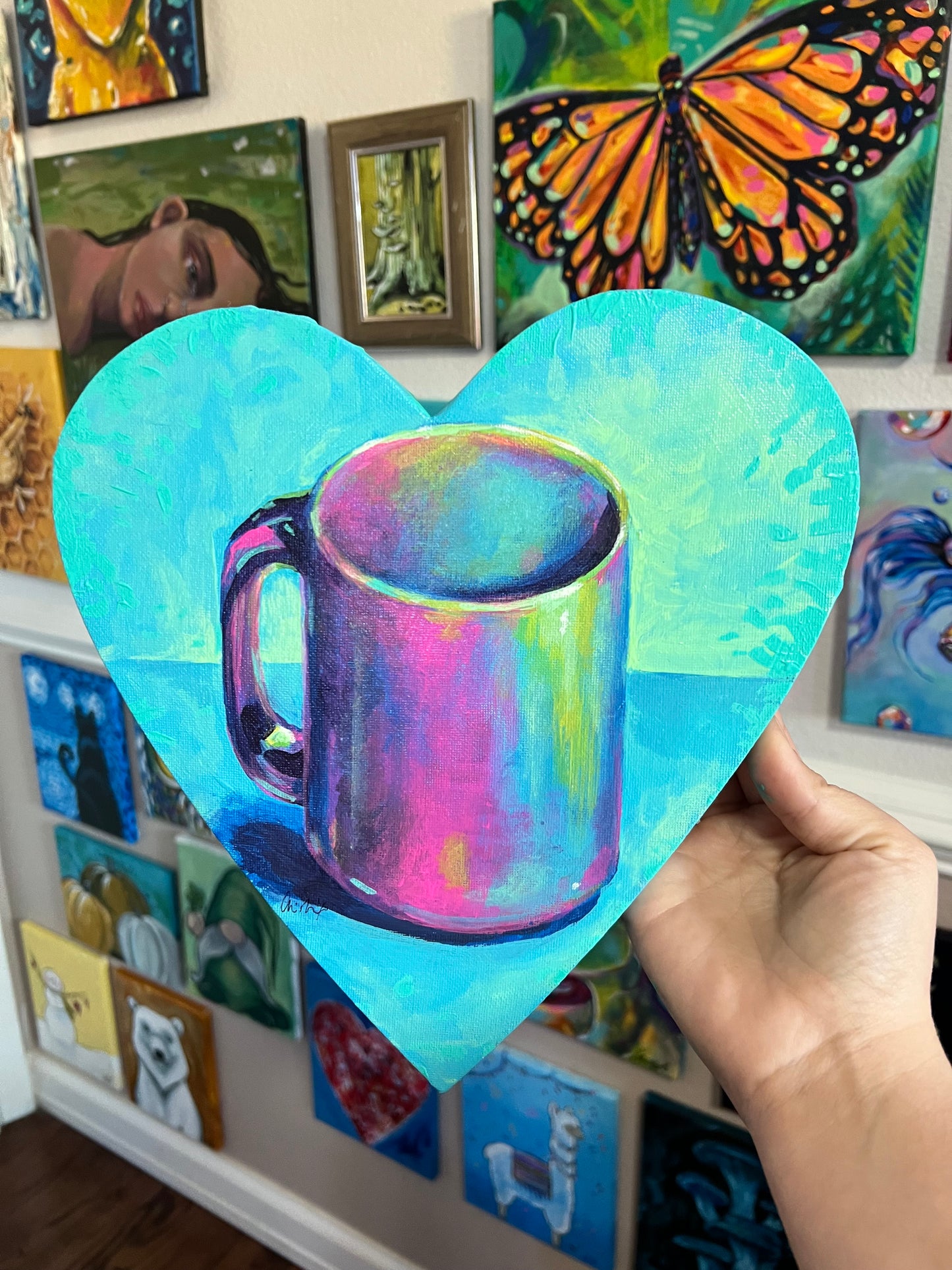 Colorful mug heart painting