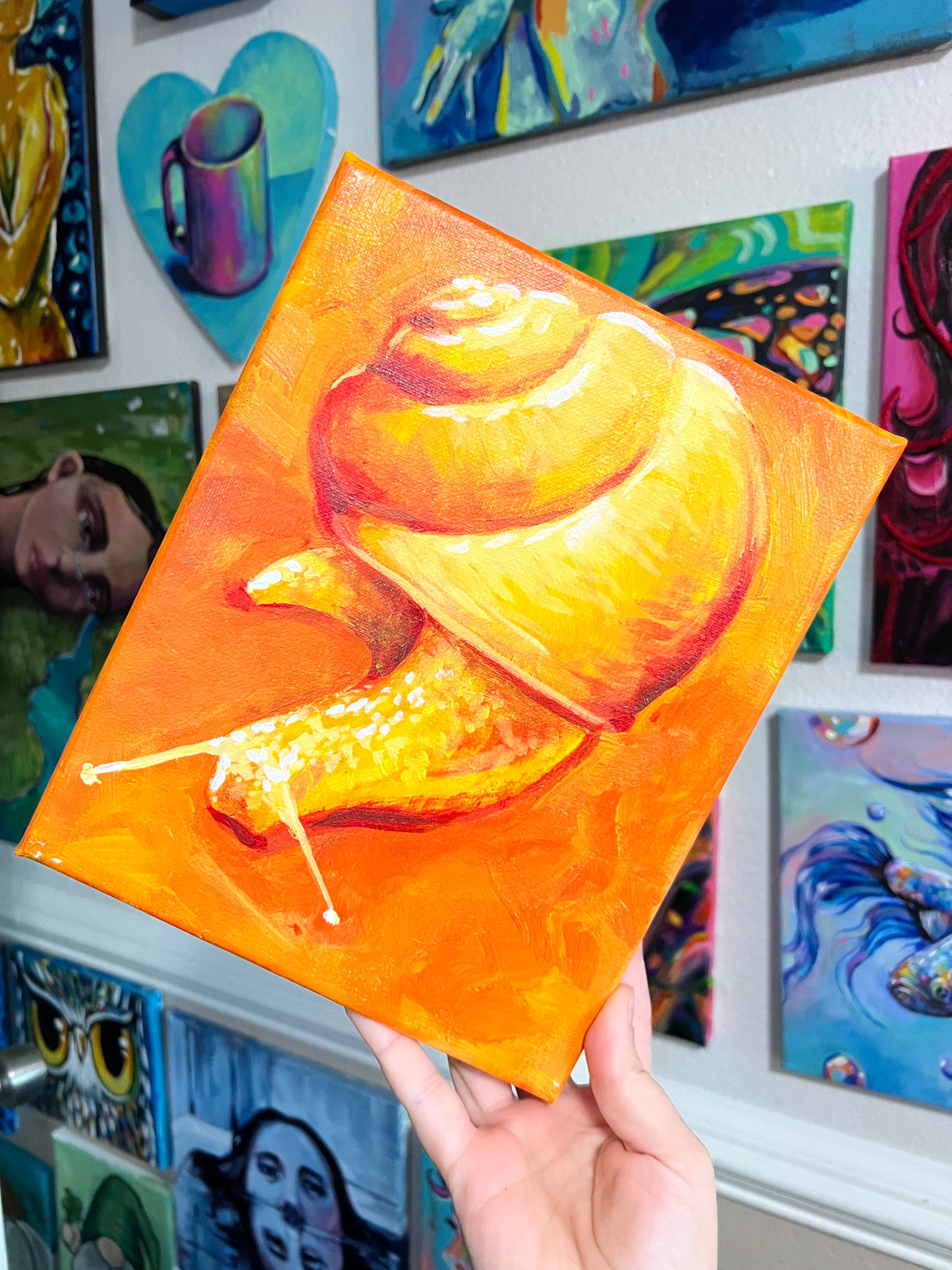 Sun kissed Orange and yellow snail painting