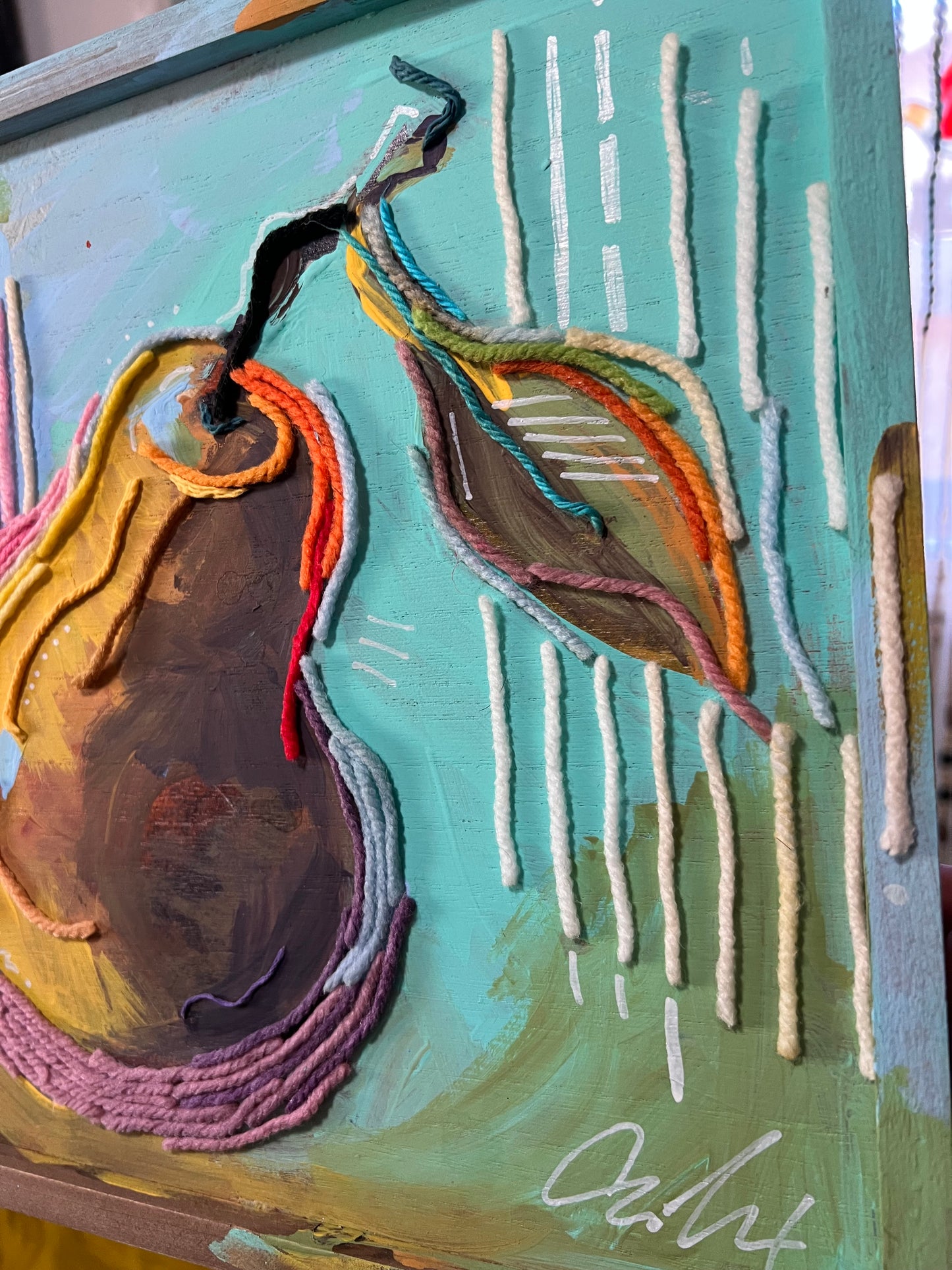 Pear mixed media painting