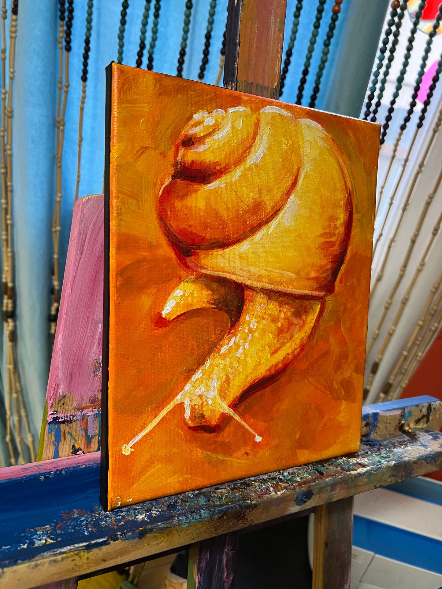 Sun kissed Orange and yellow snail painting