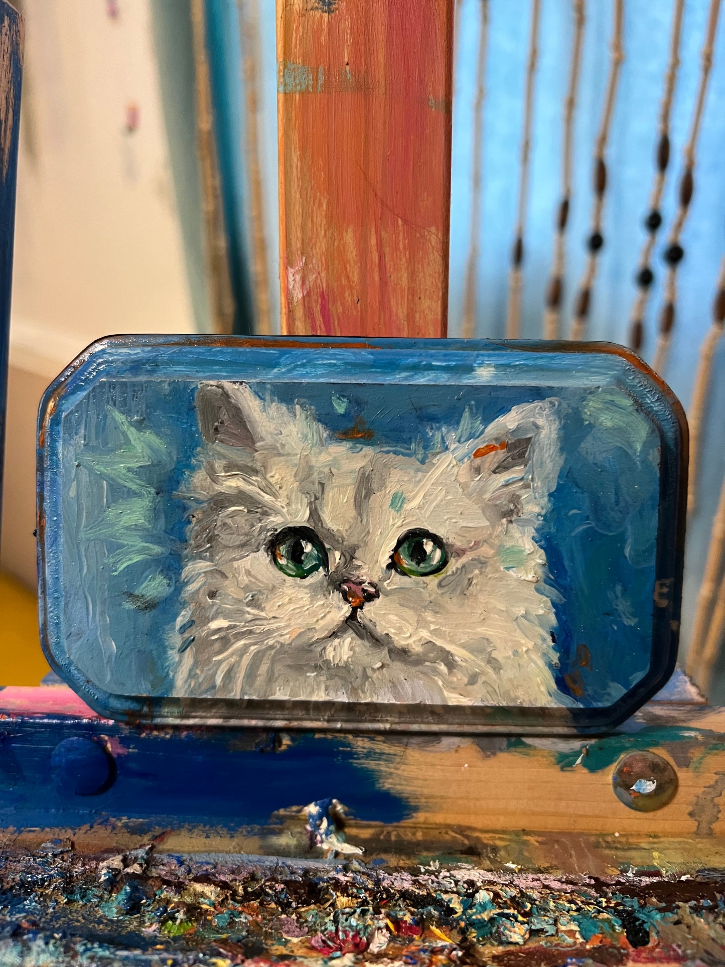 White cat plaque