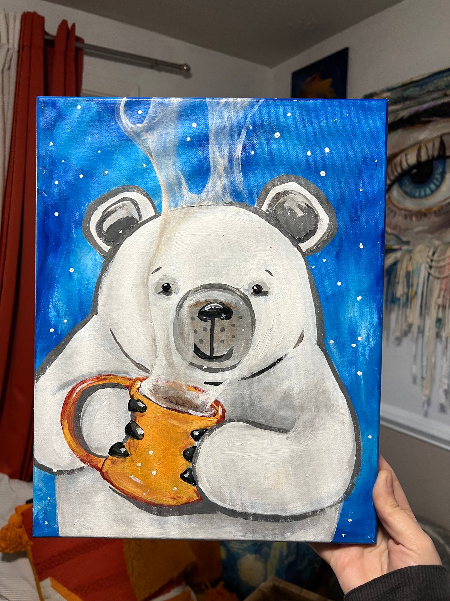 Cozy Bear with Mug painting