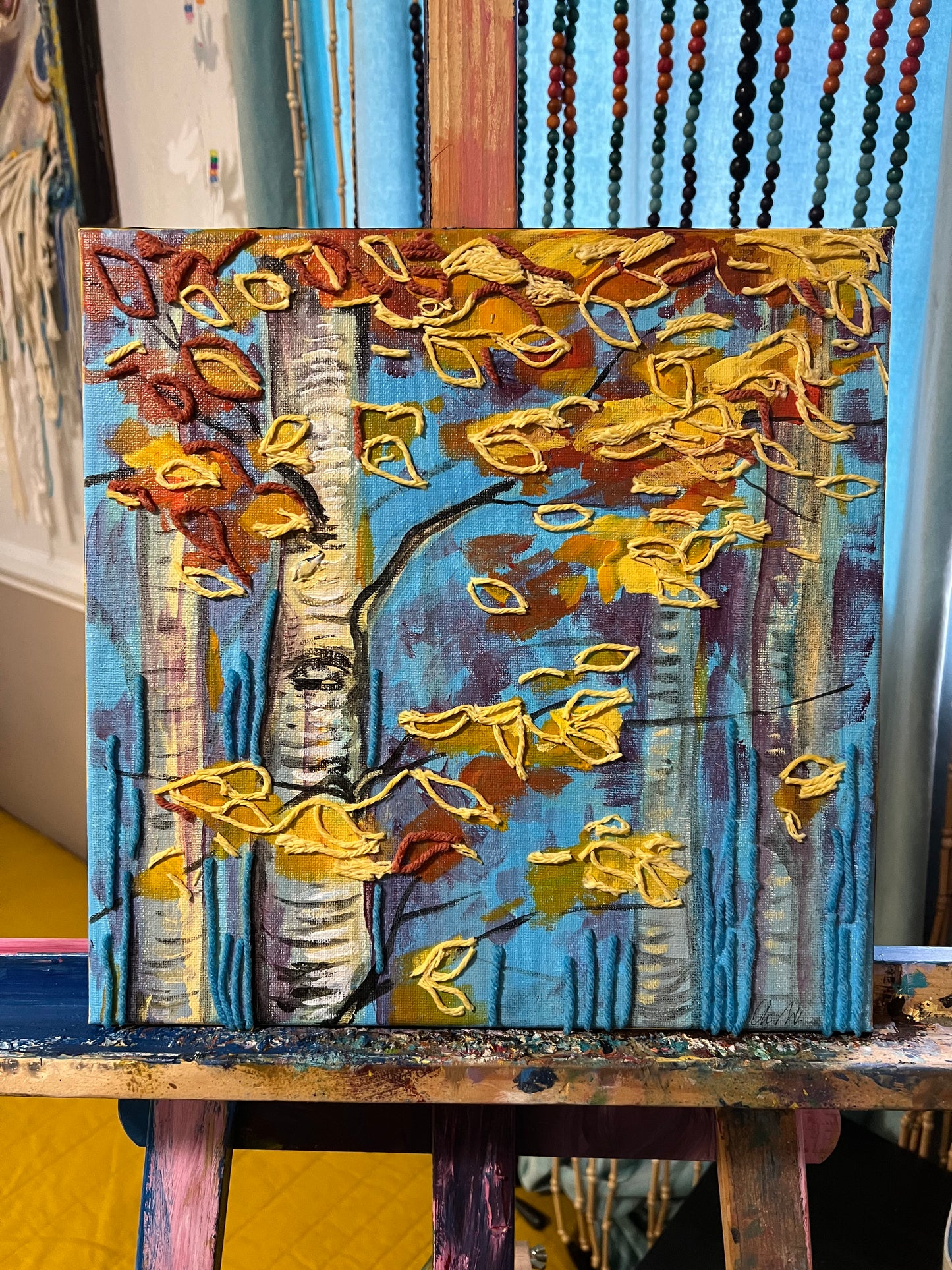 Mixed media bitch tree painting