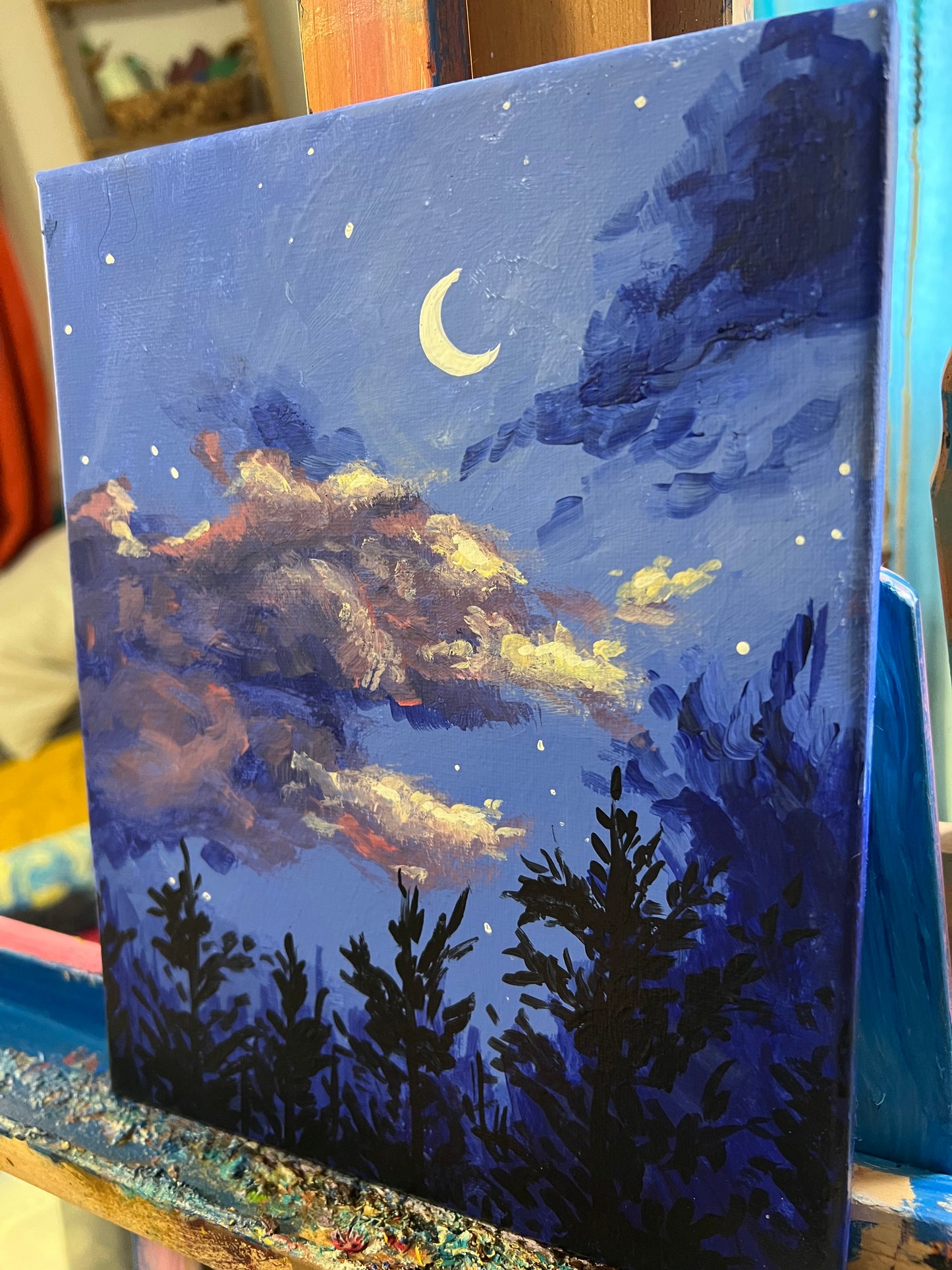 Night sky study painting