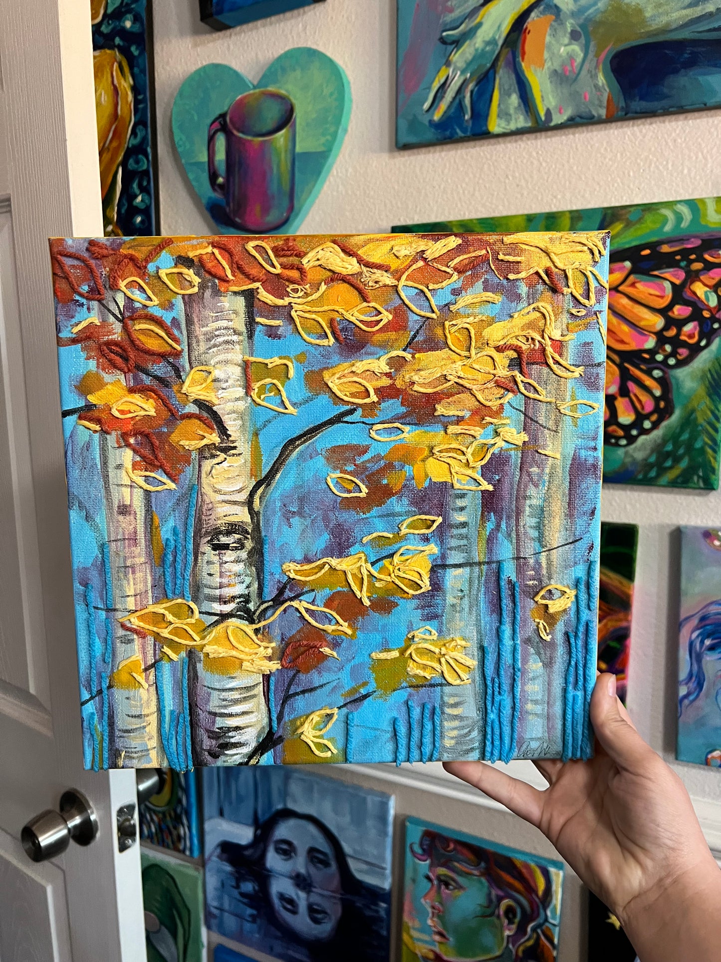 Mixed media bitch tree painting