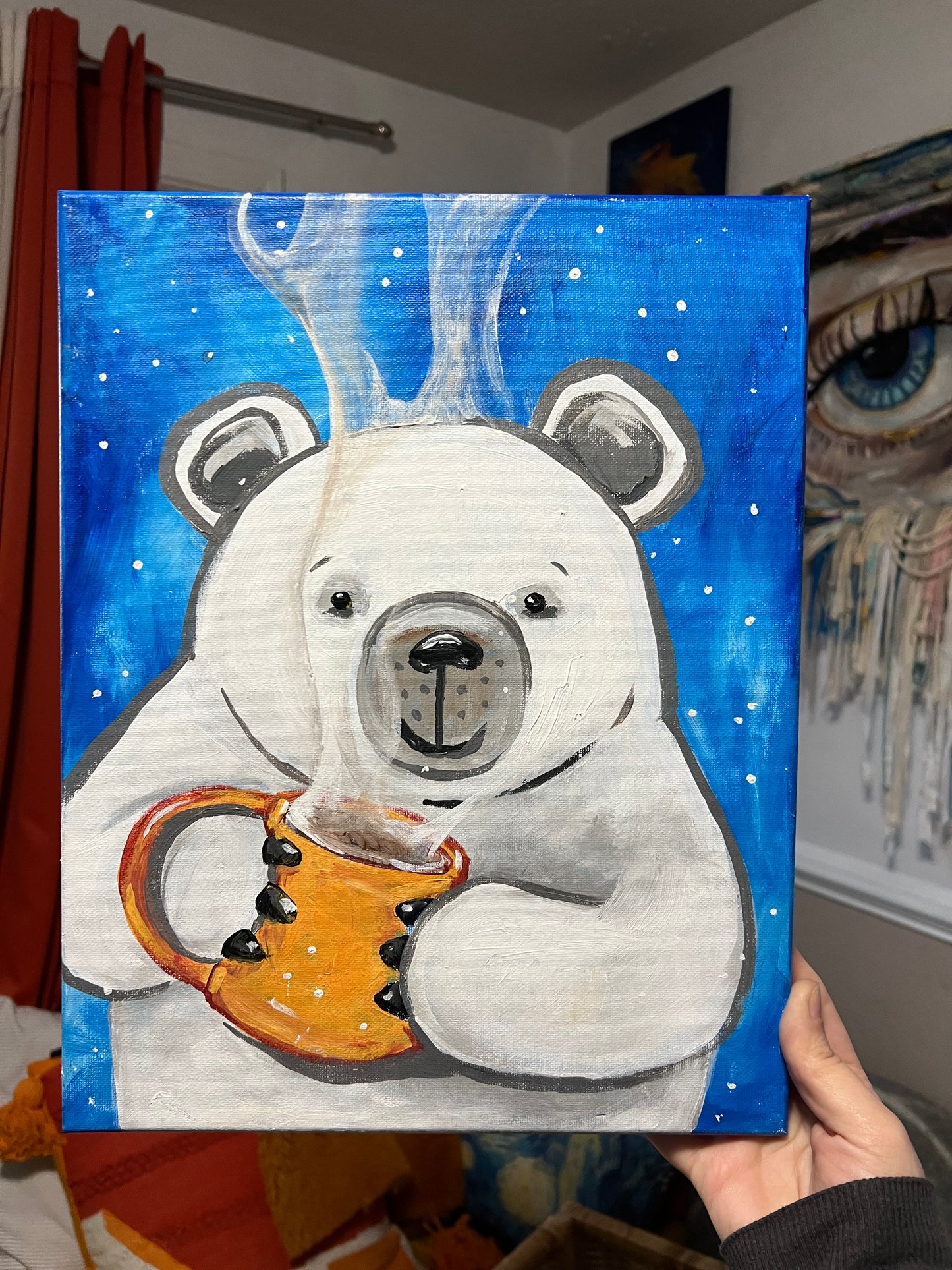 Cozy Bear with Mug painting