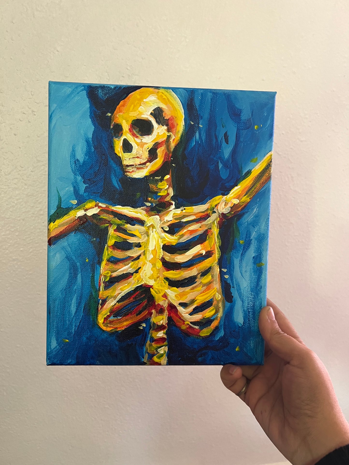 Burning skeleton painting
