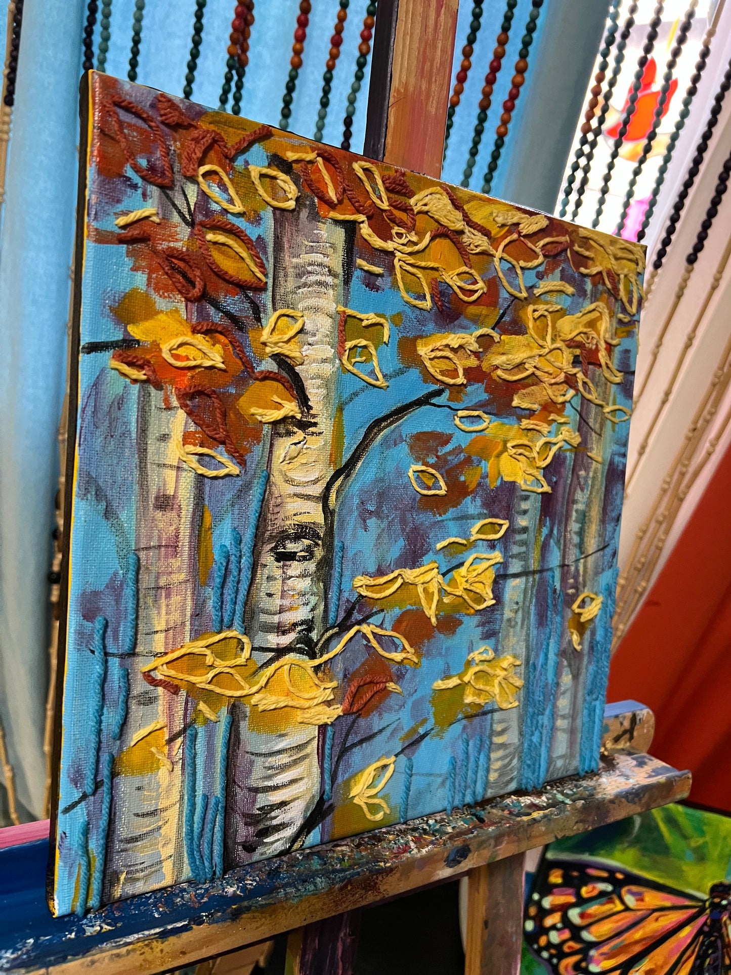 Mixed media bitch tree painting