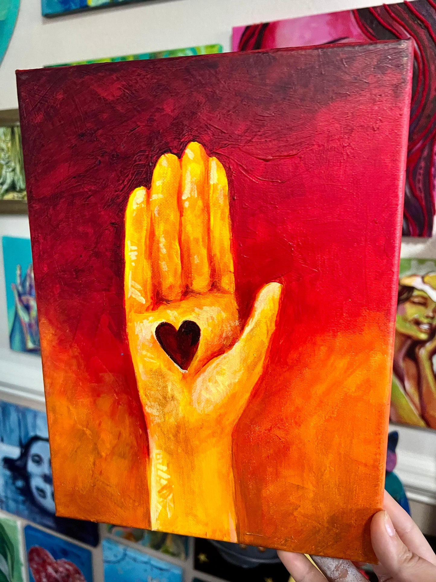 Heart hand painting
