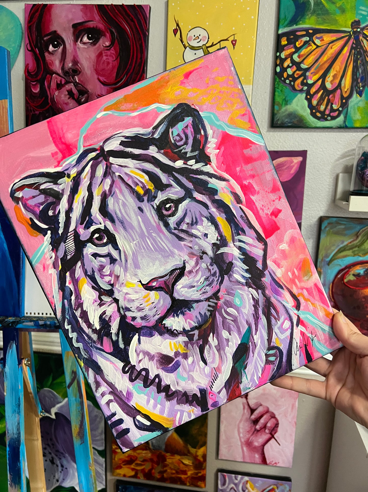 Purple tiger acrylic painting