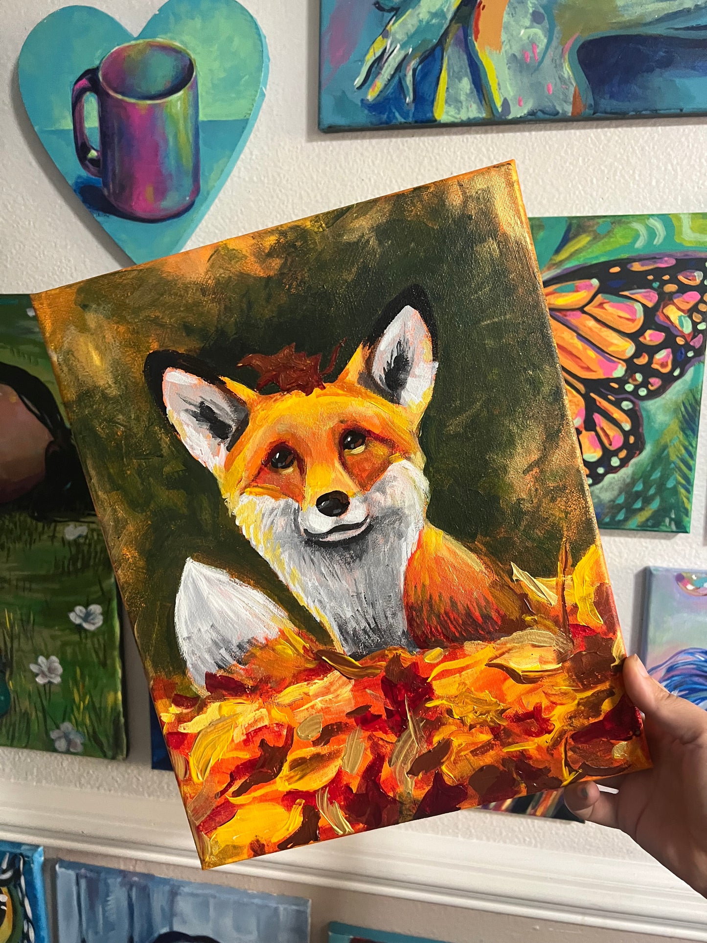 Fall Fox leaf pile