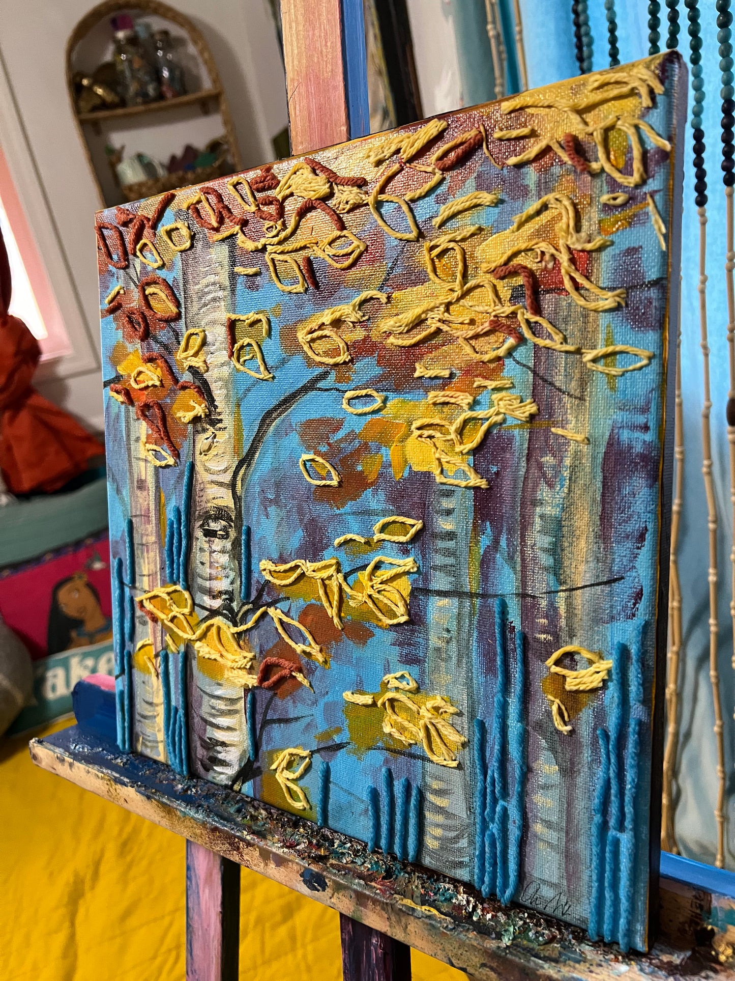 Mixed media bitch tree painting