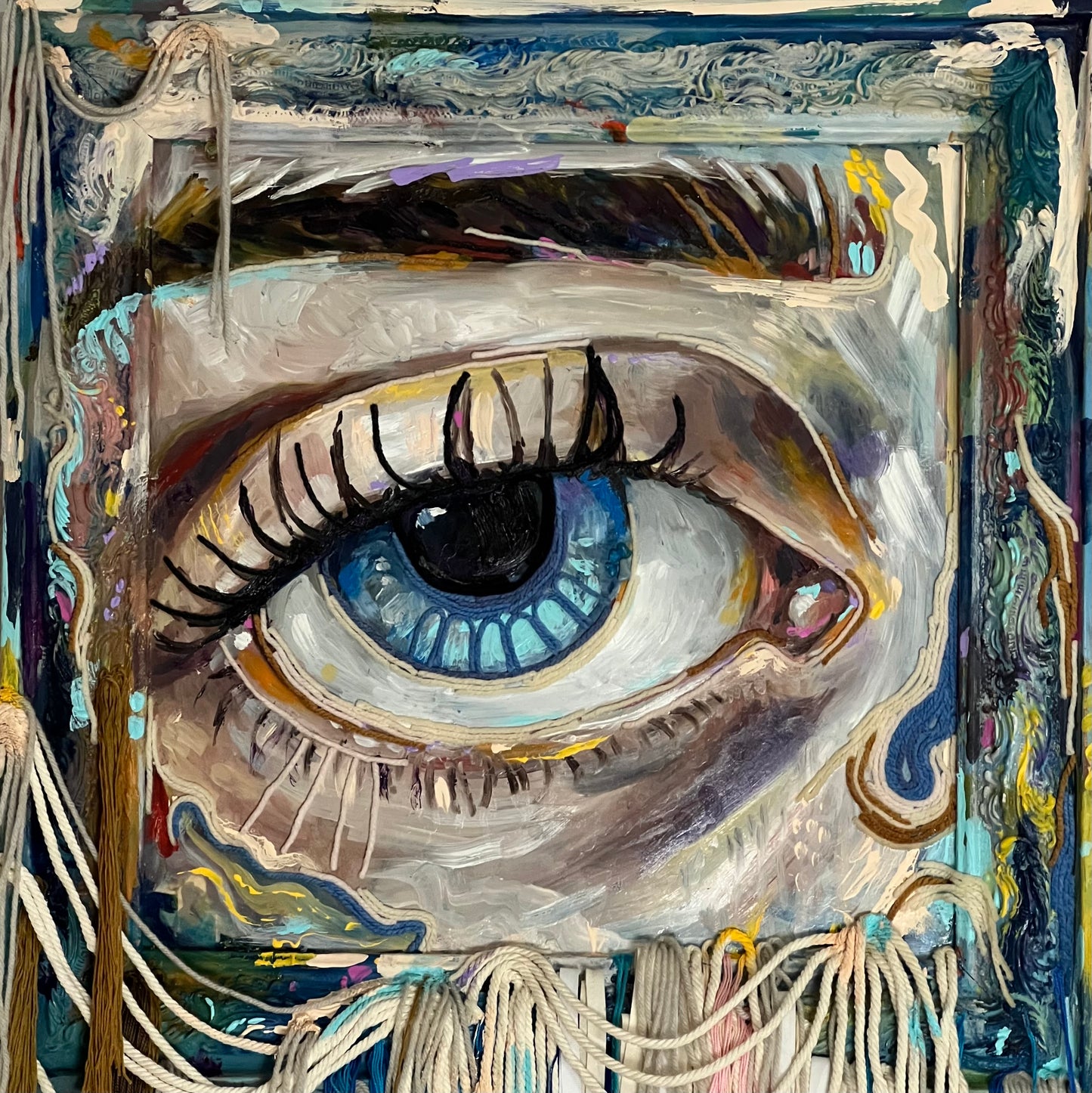 Billie Eyelash mixed media painting