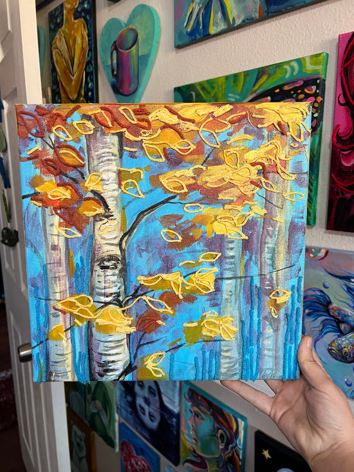 Mixed media bitch tree painting