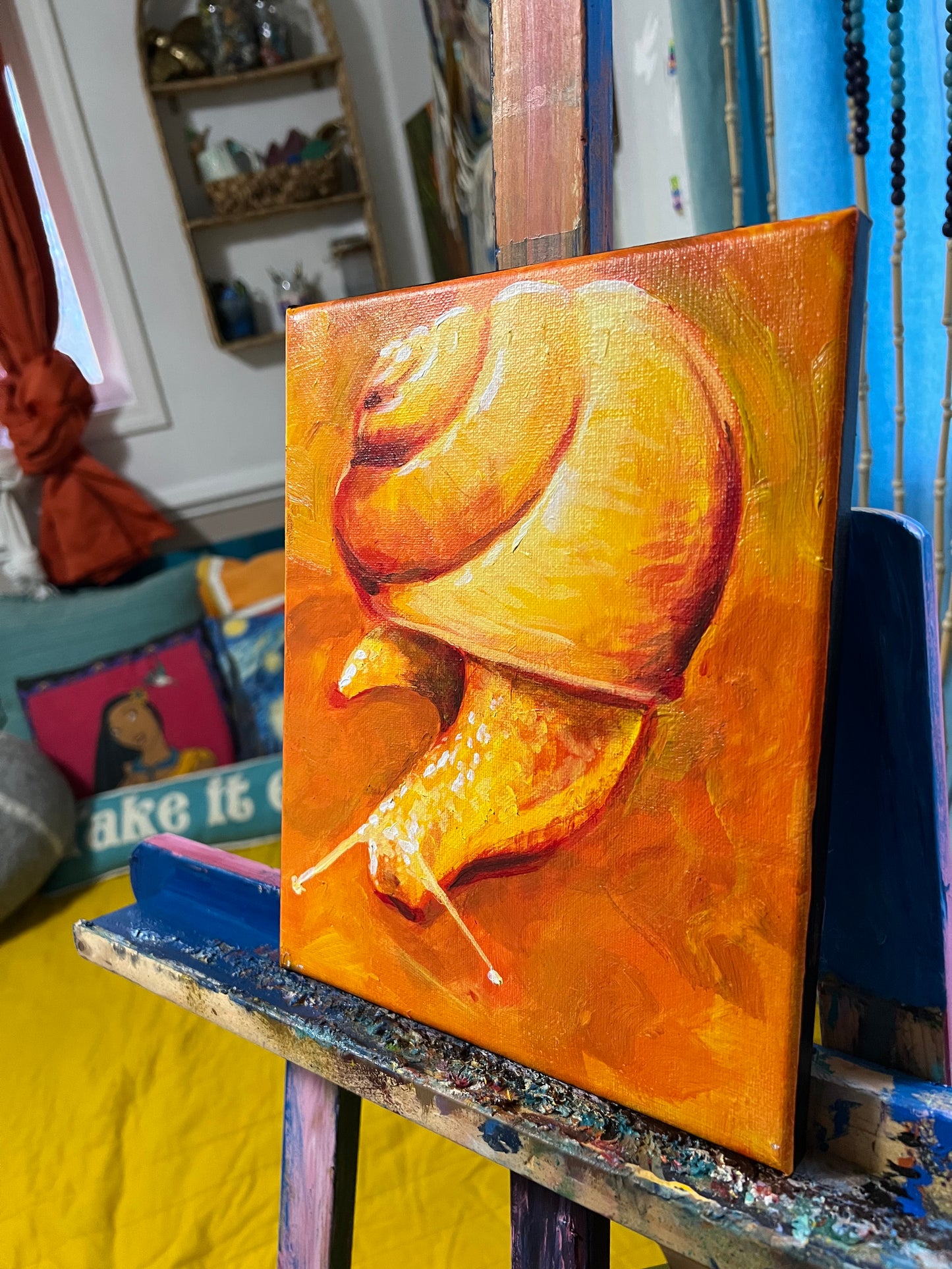 Sun kissed Orange and yellow snail painting