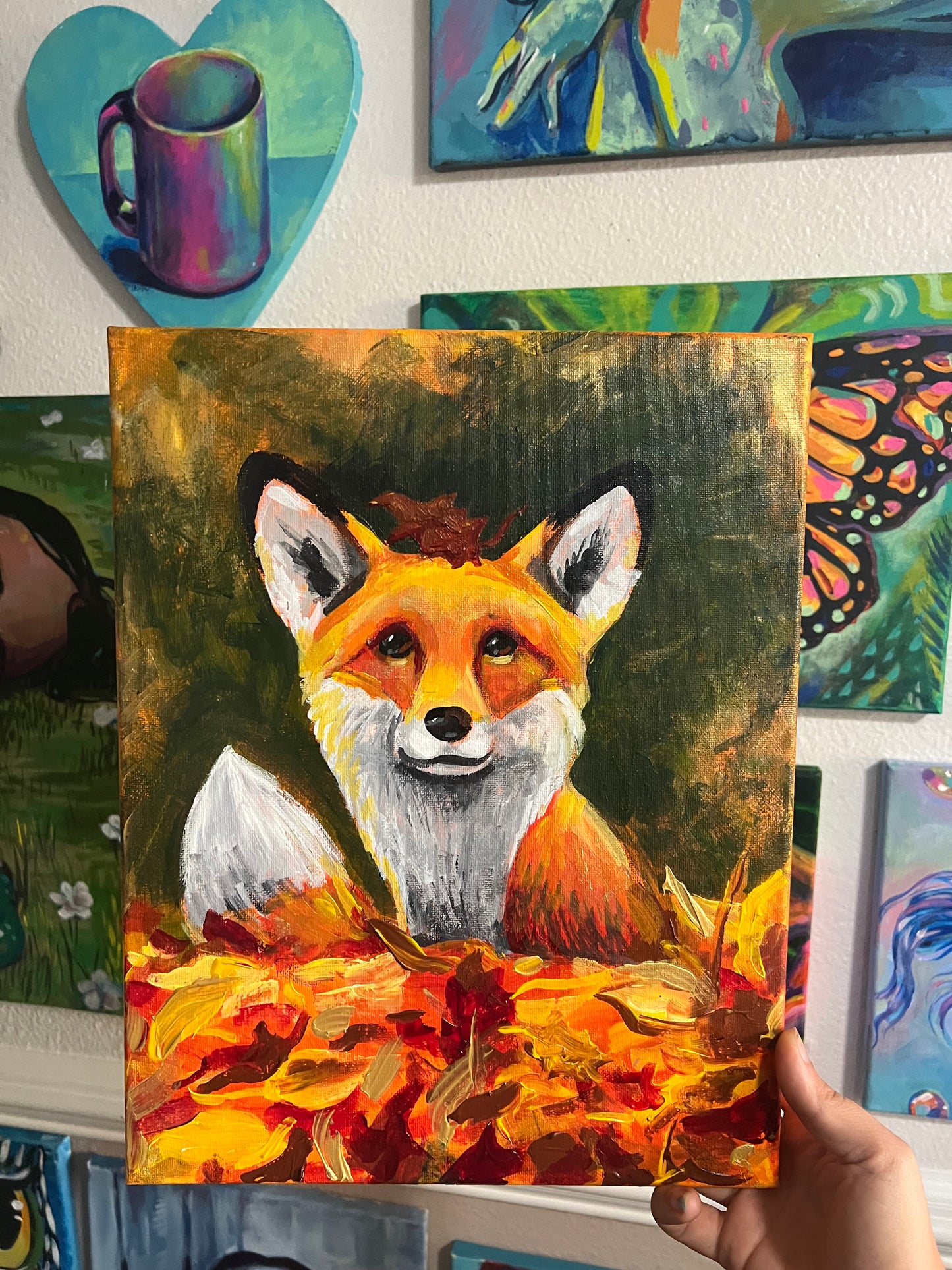 Fall Fox leaf pile