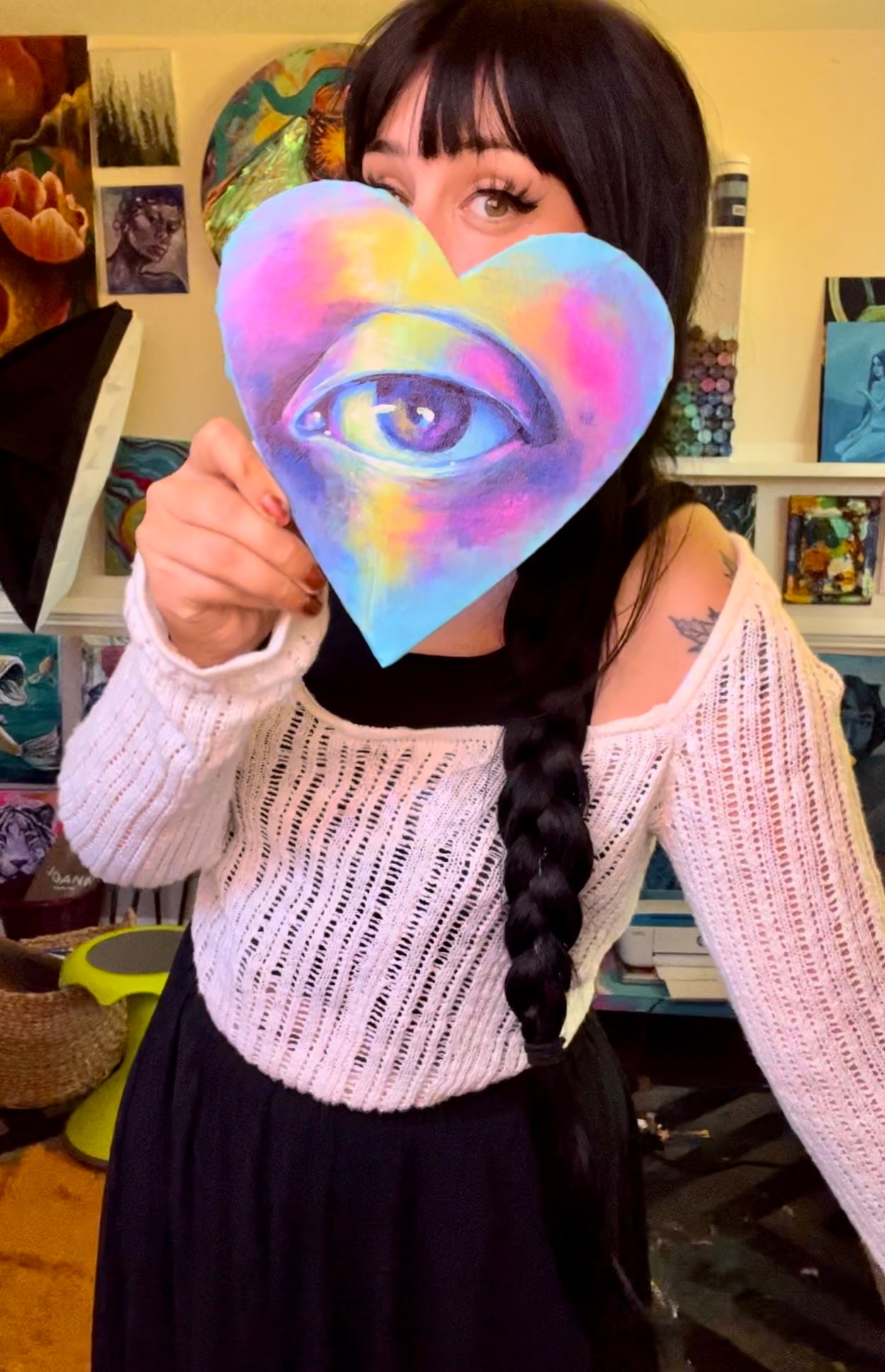 Colorful eye heart painting
