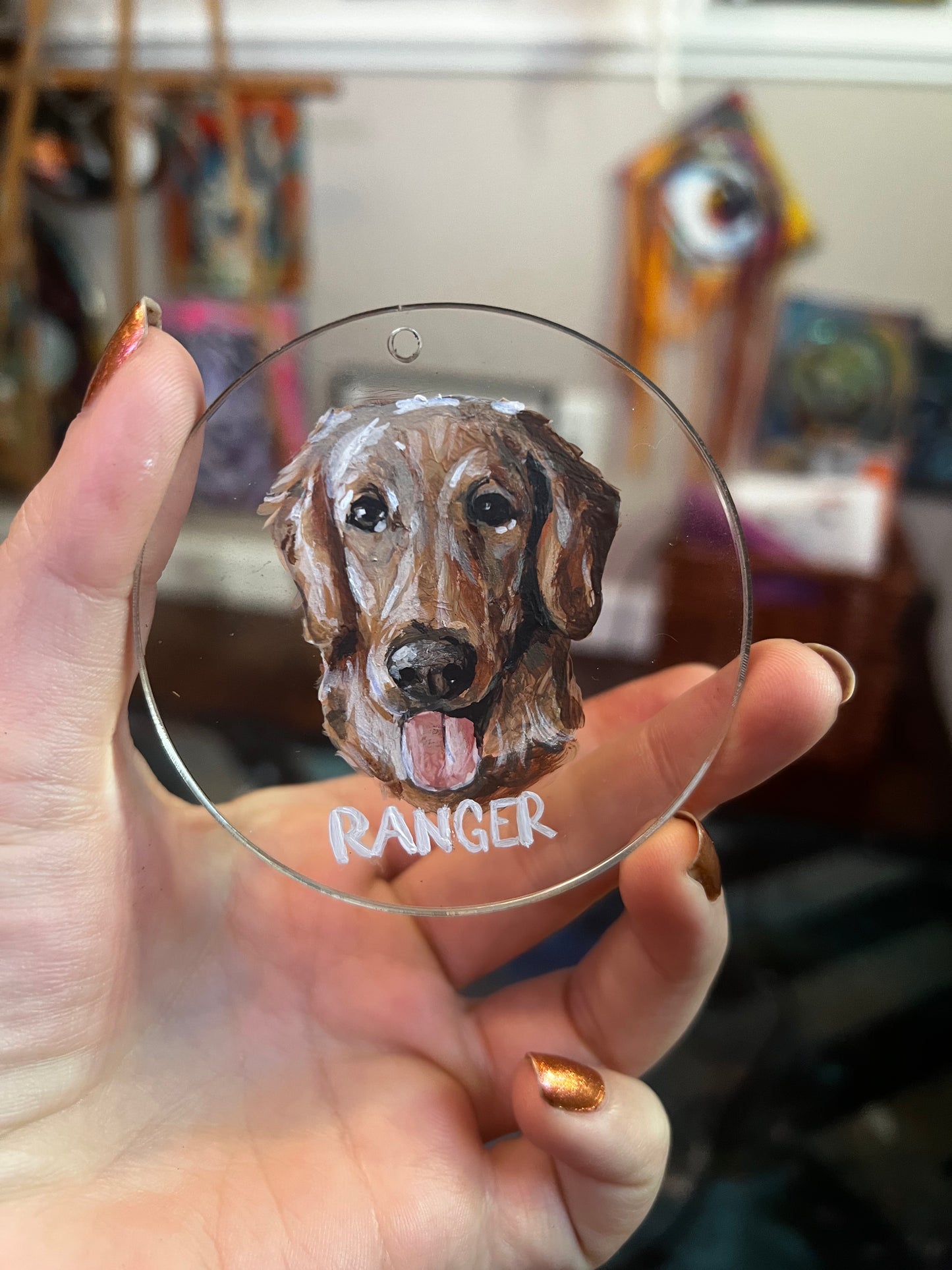 Custom “Pet Ornament” on crystal clear acrylic
