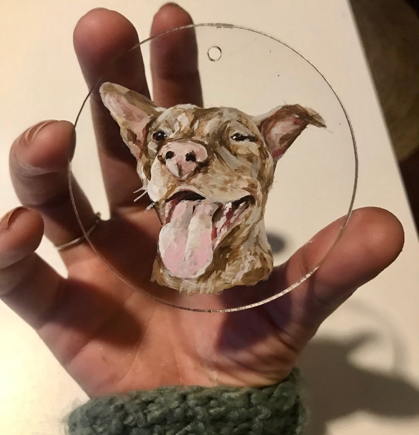 Custom “Pet Ornament” on crystal clear acrylic
