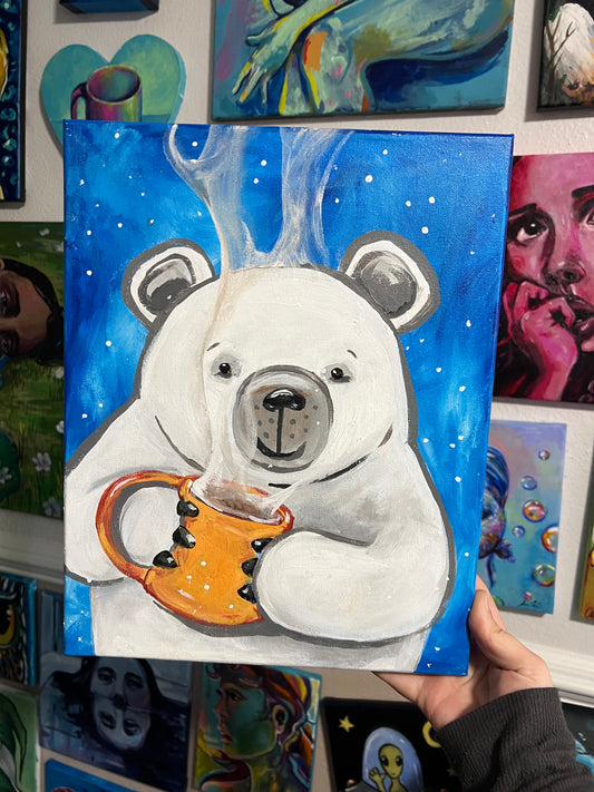 Cozy Bear with Mug painting