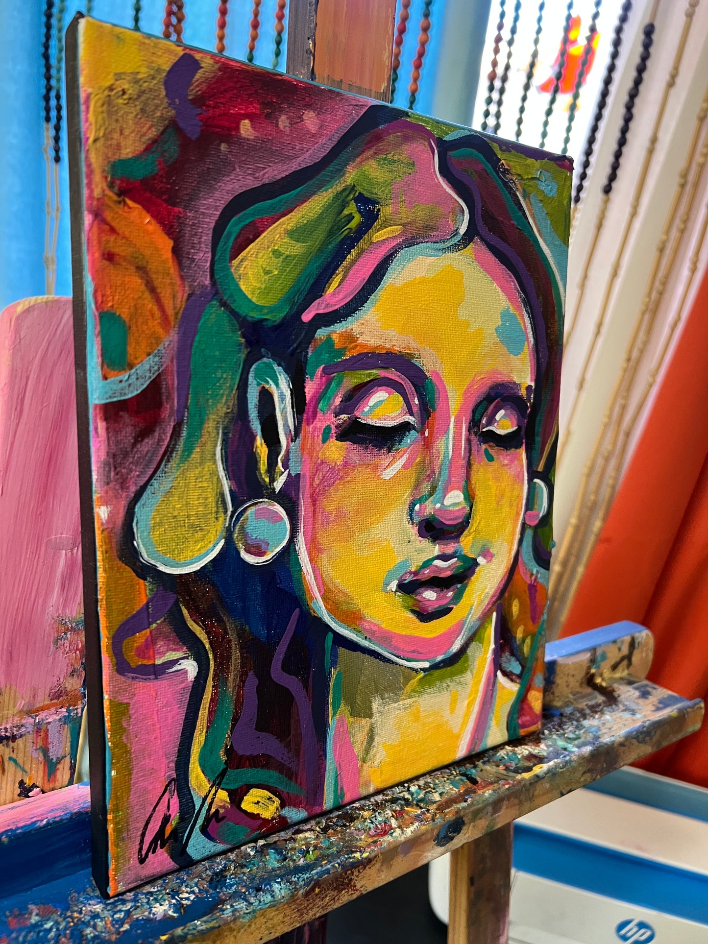 Magenta Lisa Painting