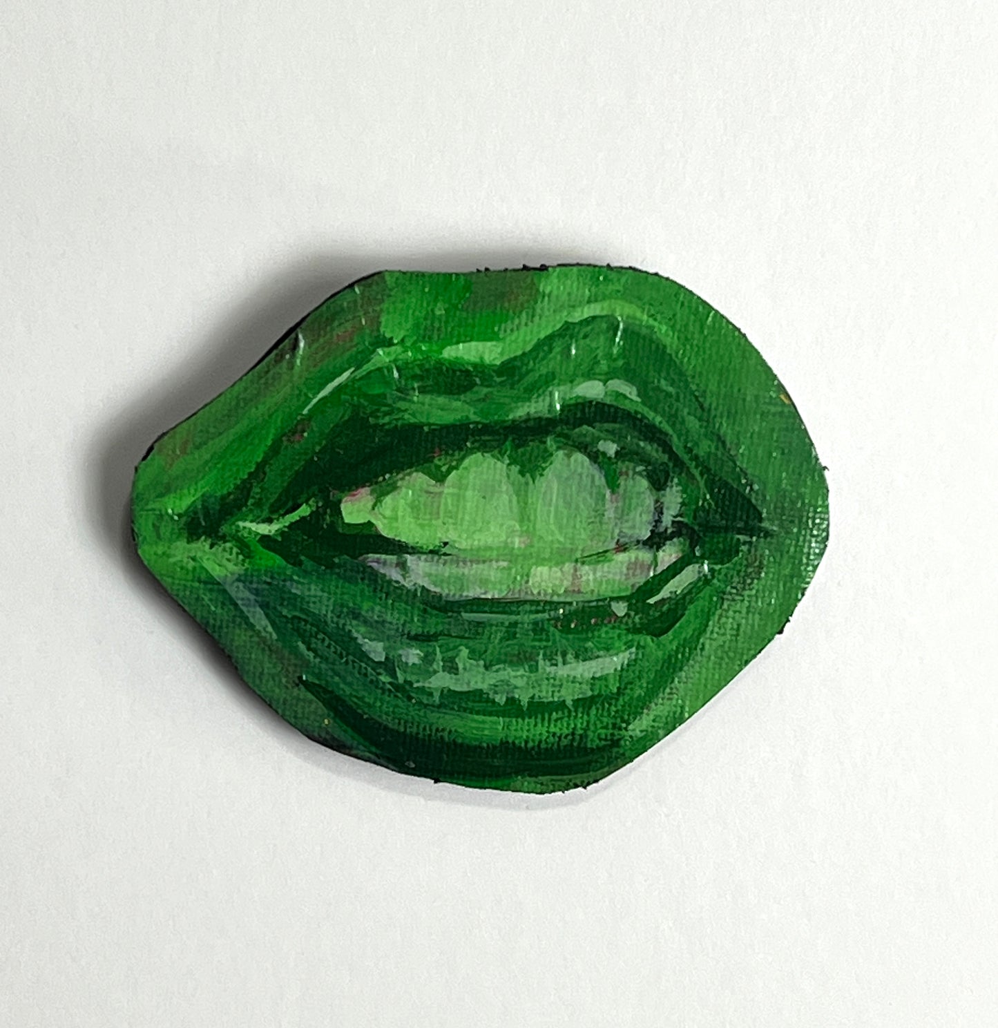 Green mouth mixed media painting