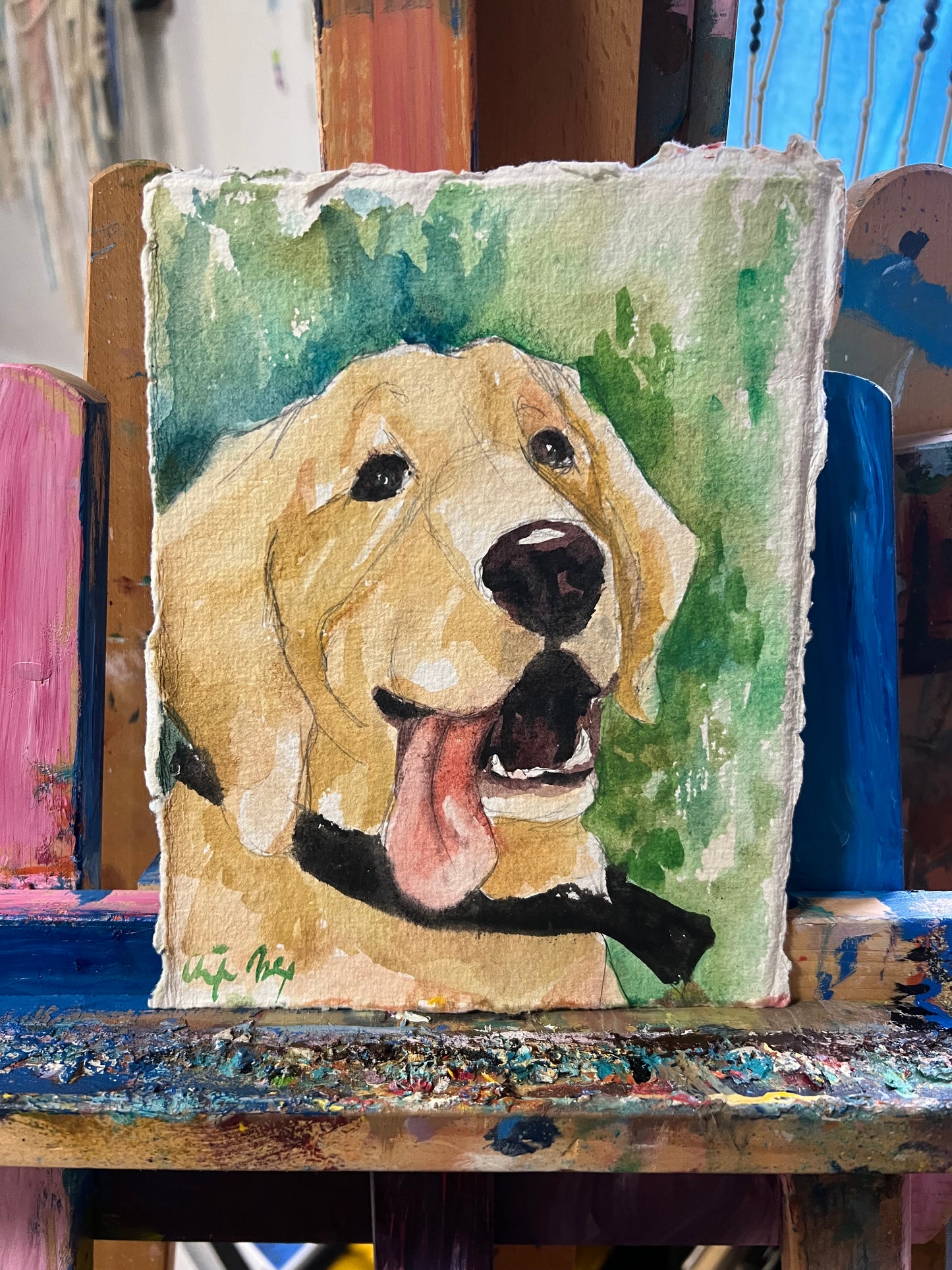 Watercolor dog painting