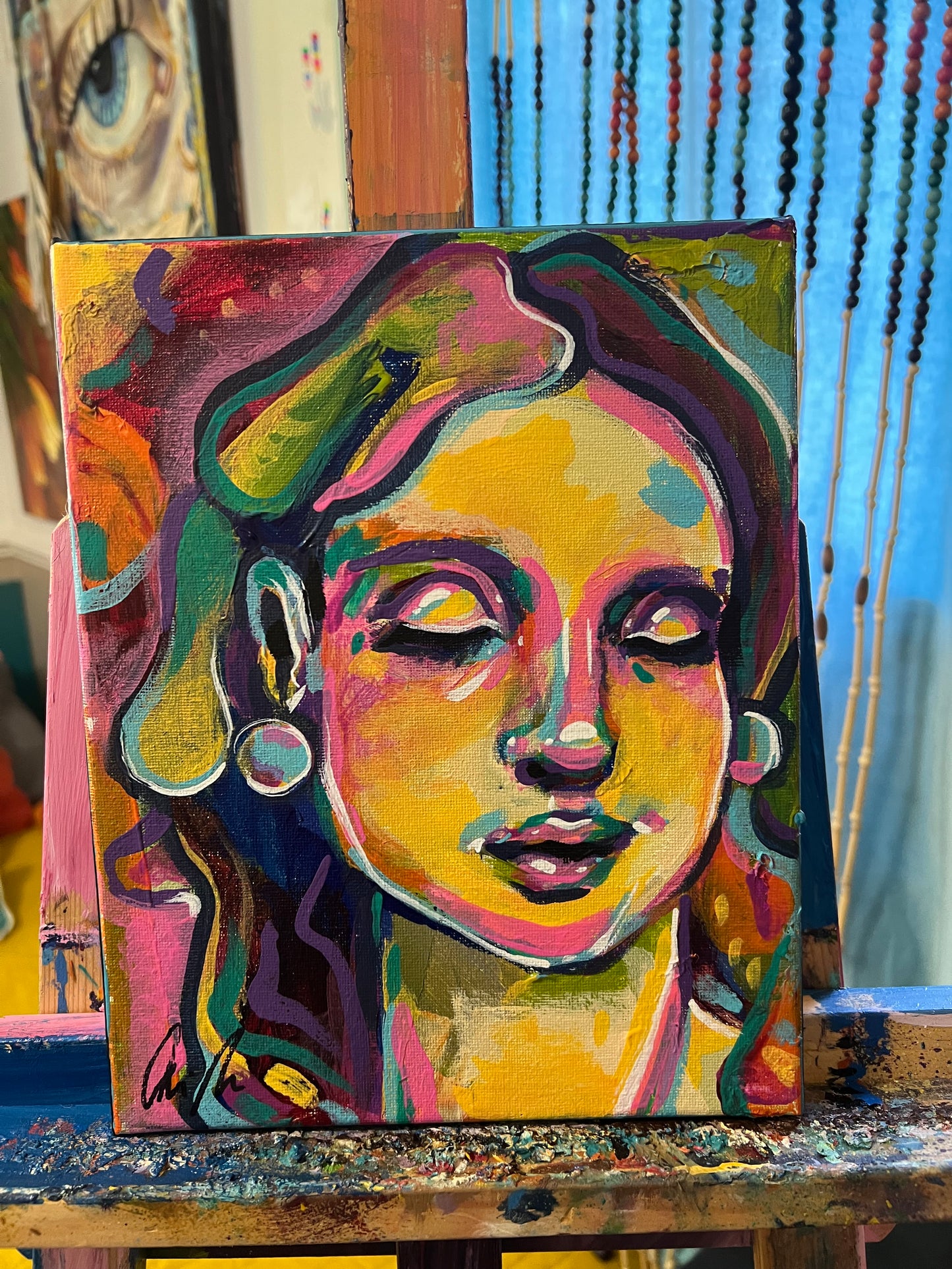 Magenta Lisa Painting