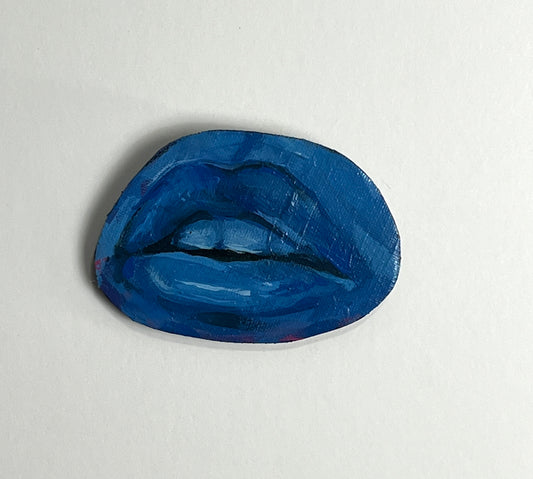 Blue mouth mixed media painting