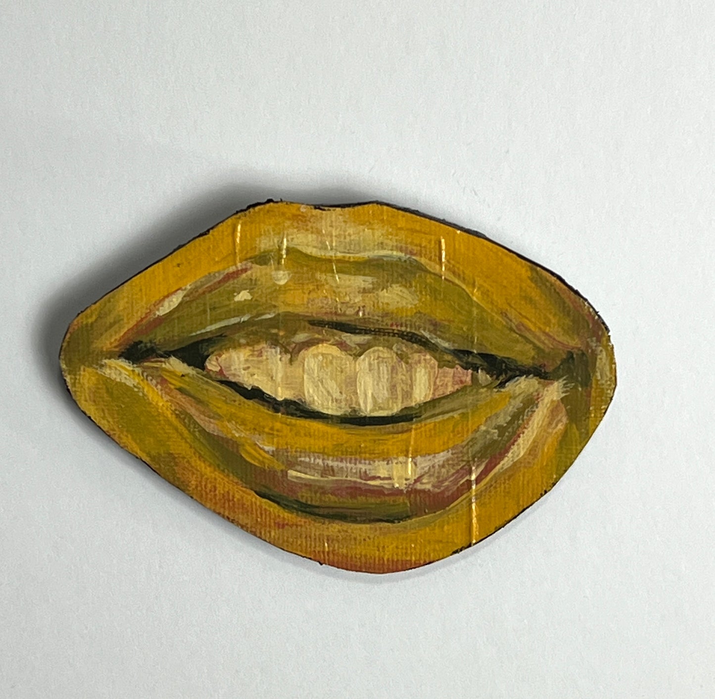 Yellow mouth mixed media painting