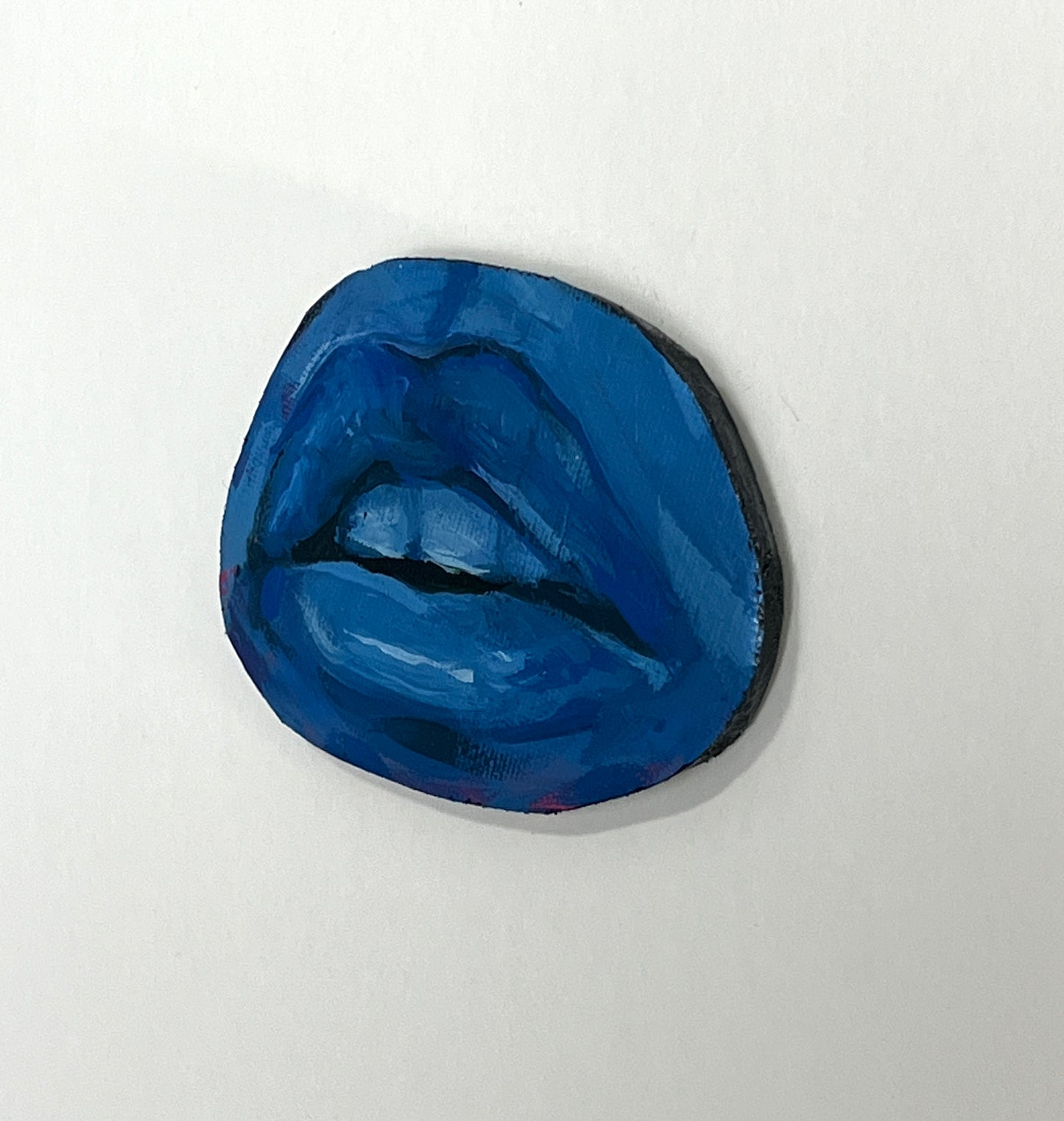Blue mouth mixed media painting
