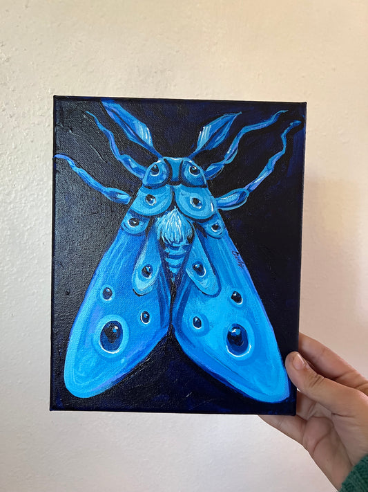 Blue moth painting