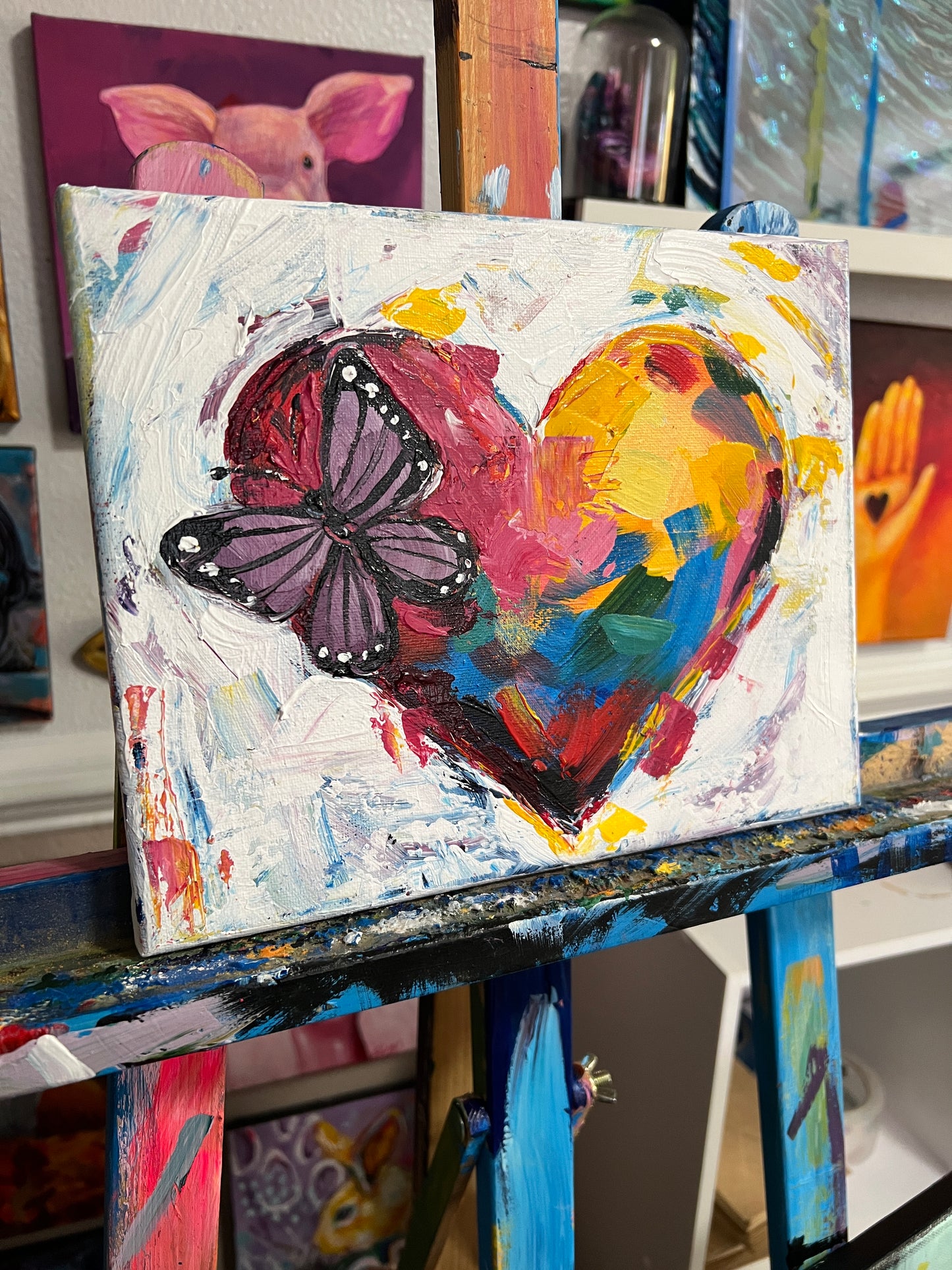 Colorful heart with butterfly