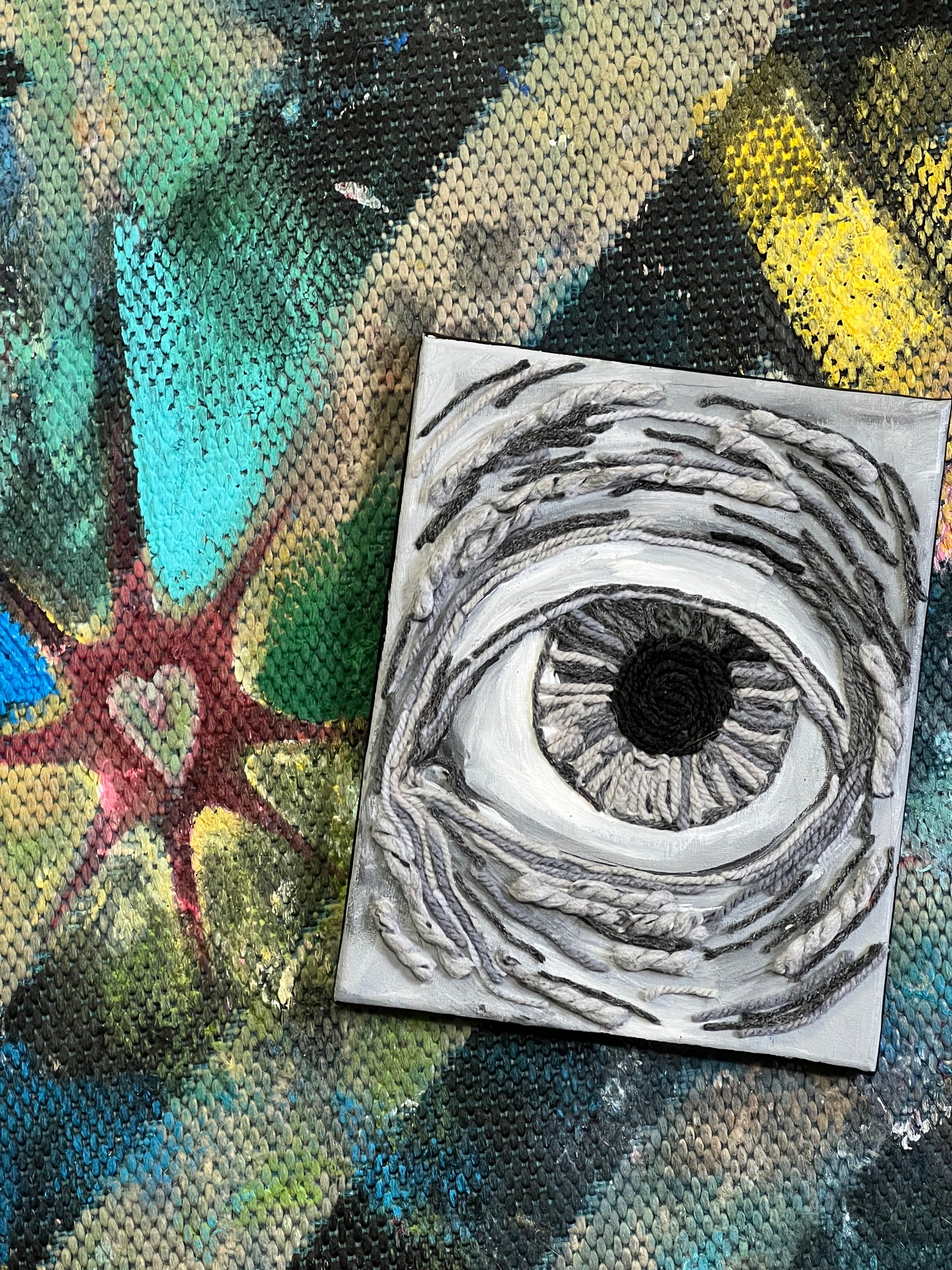 Mixed media gray eye painting