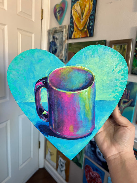 Colorful mug heart painting