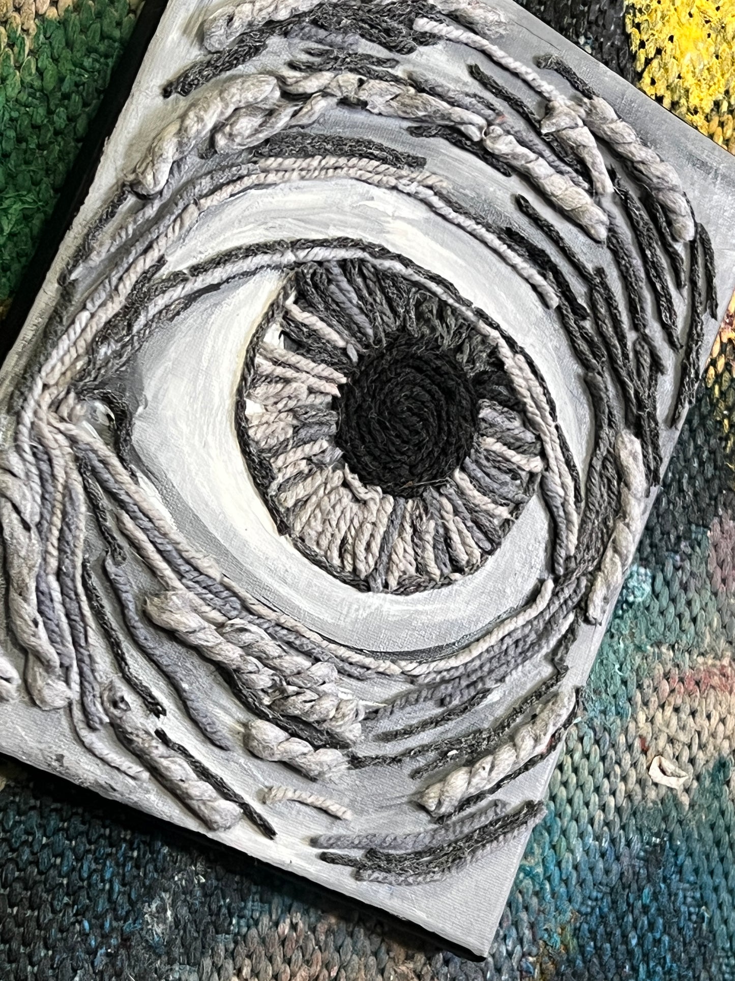 Mixed media gray eye painting