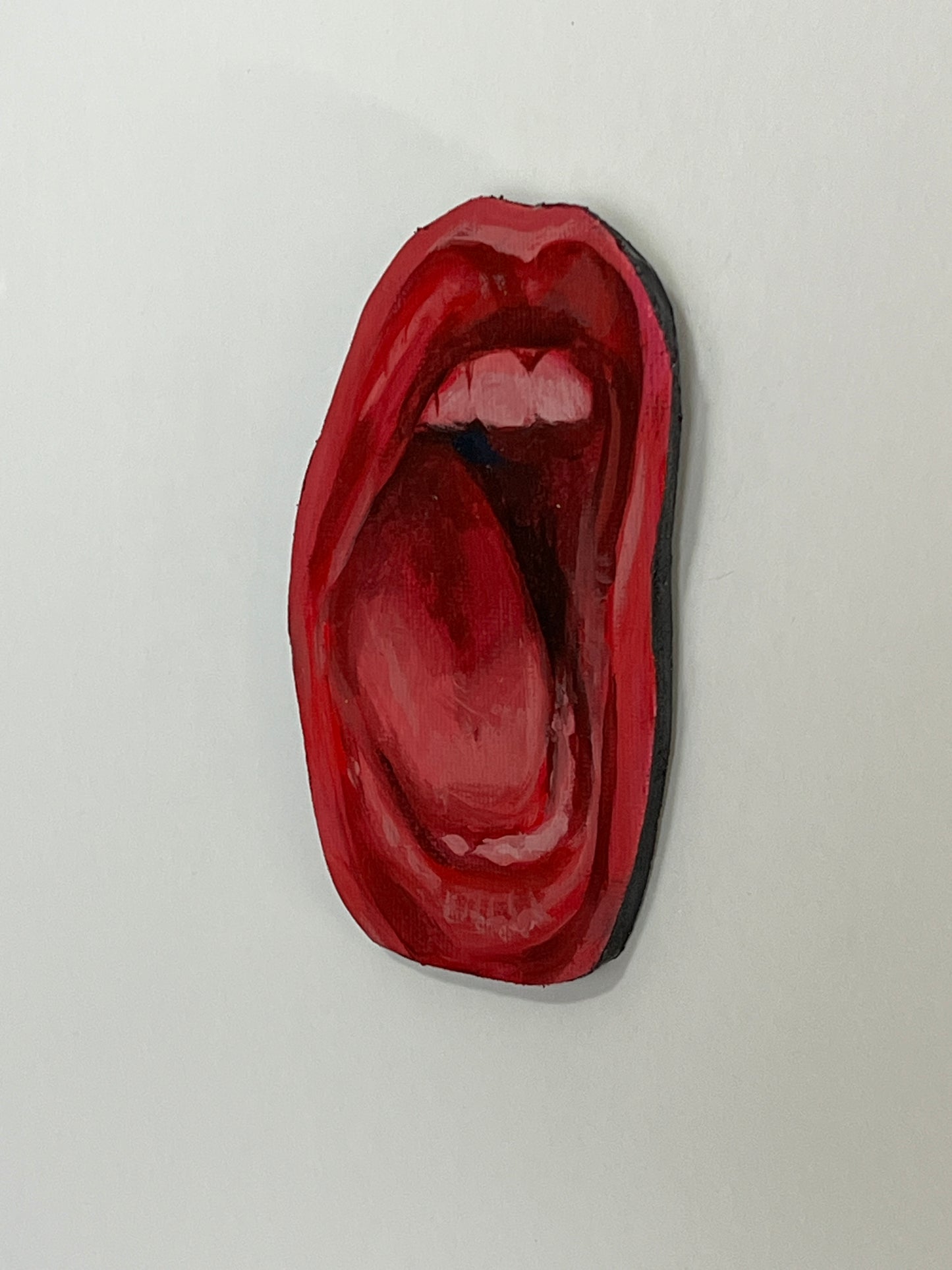 Red mouth mixed media painting