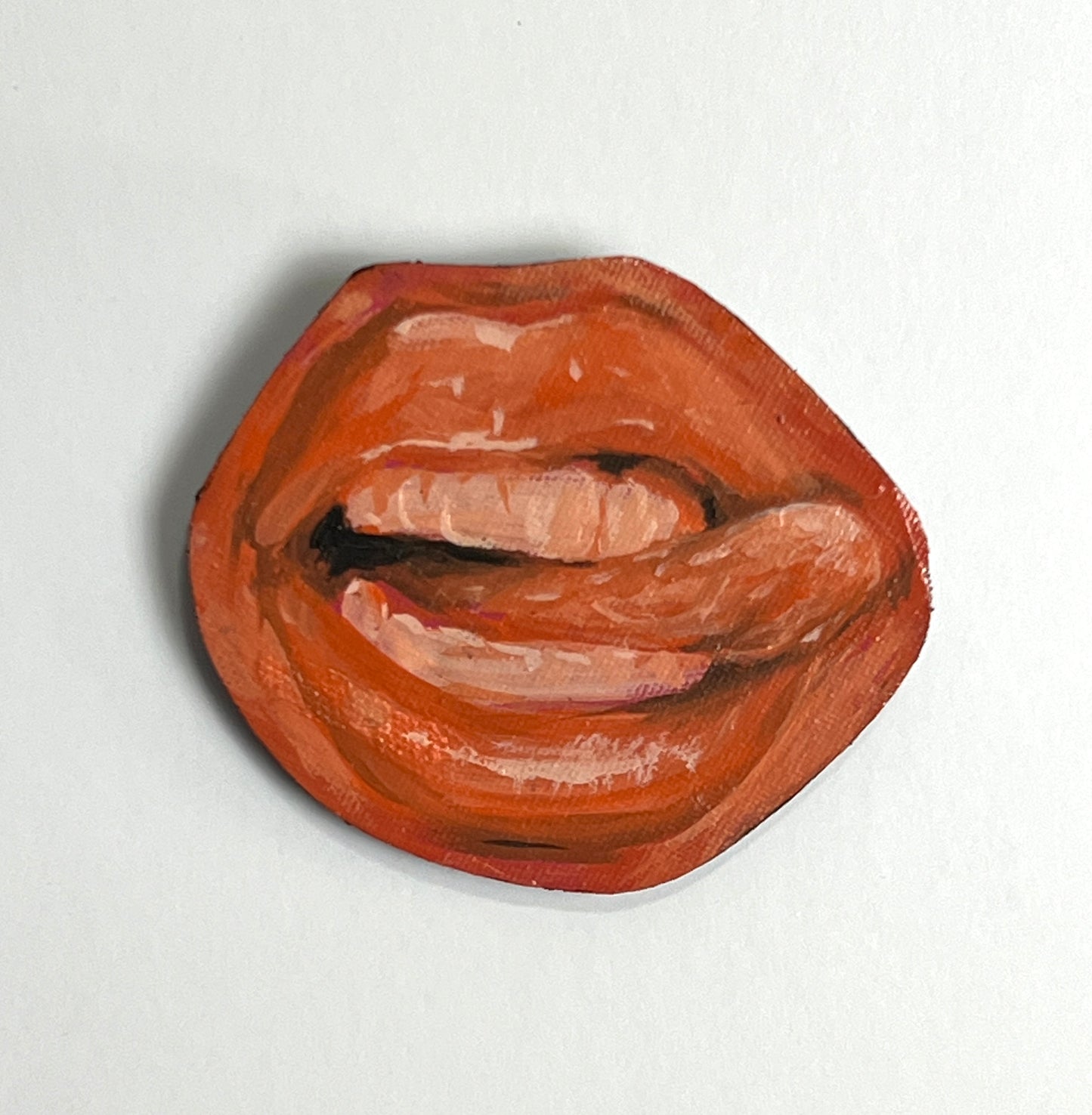 Orange mouth mixed media panting