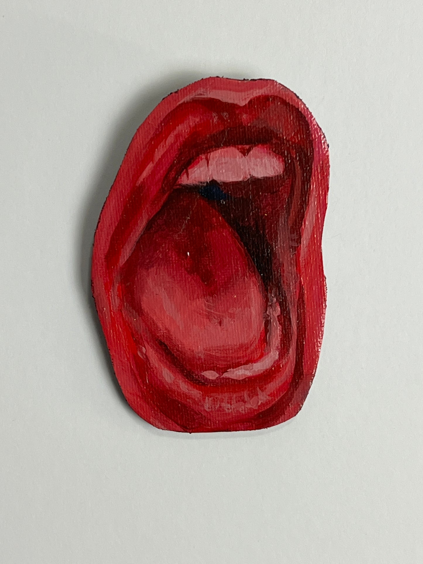 Red mouth mixed media painting
