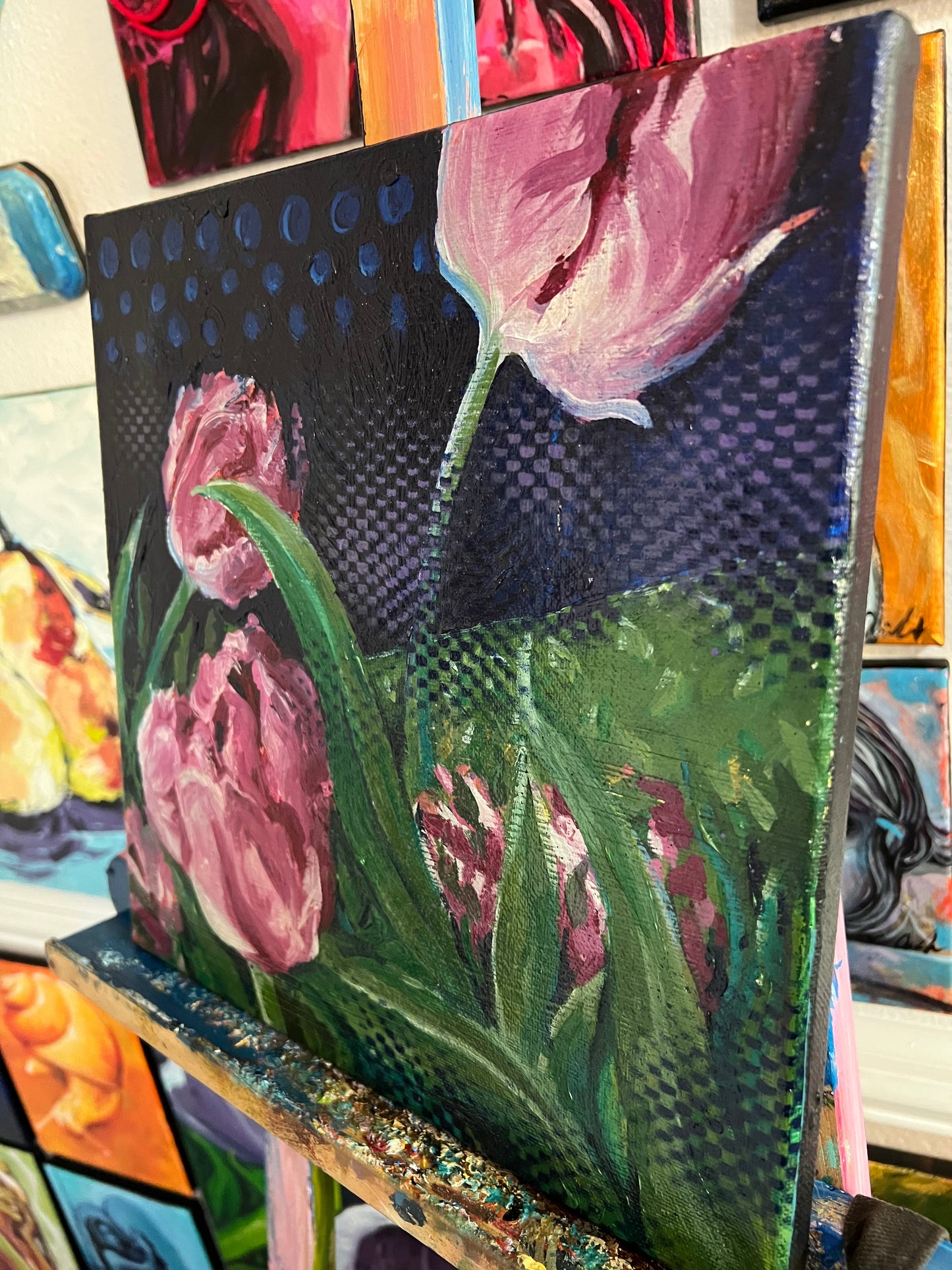 Pink tulips painting